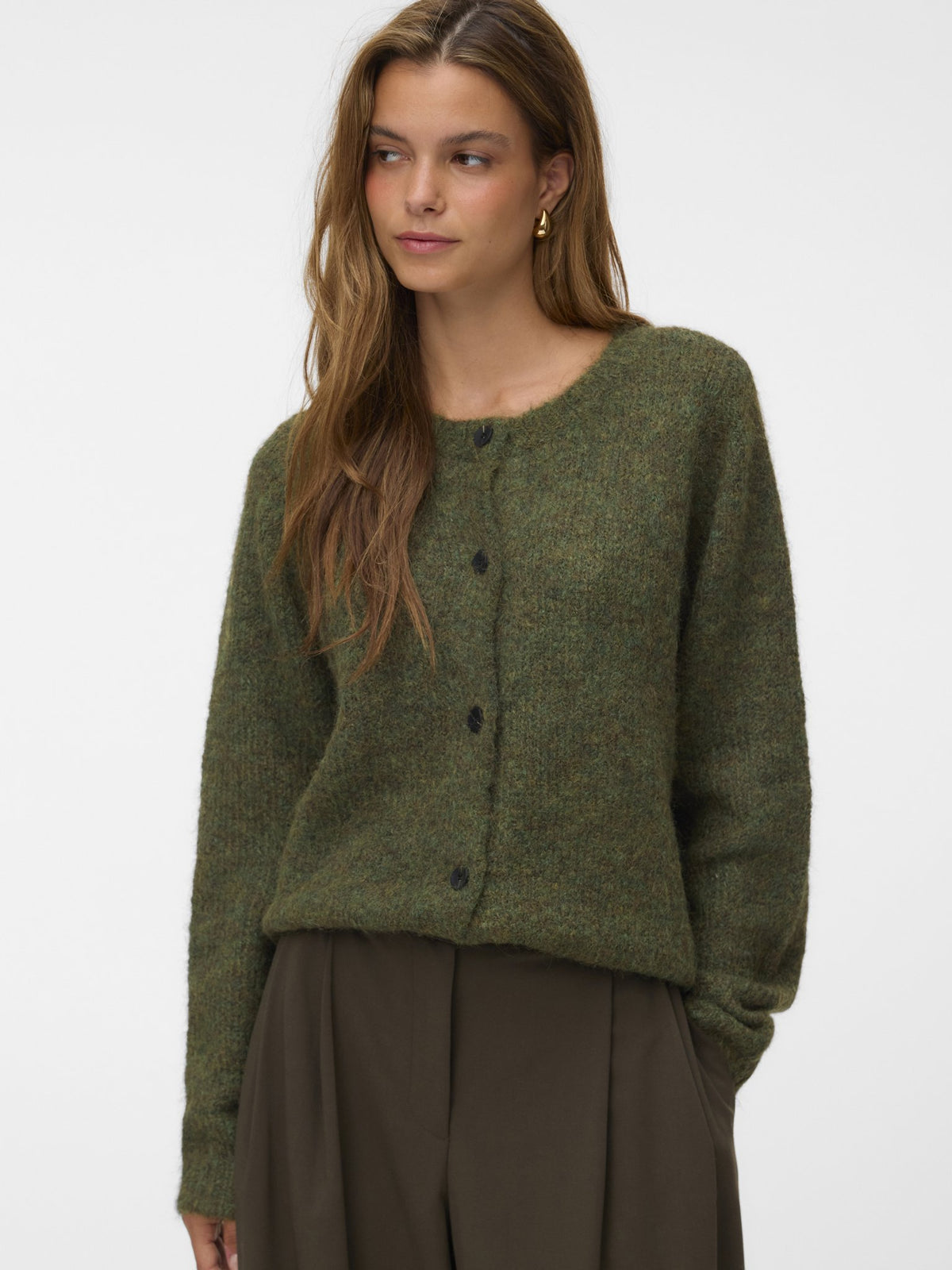 Vero Moda Damen Strickjacken Sphagnum/Melang