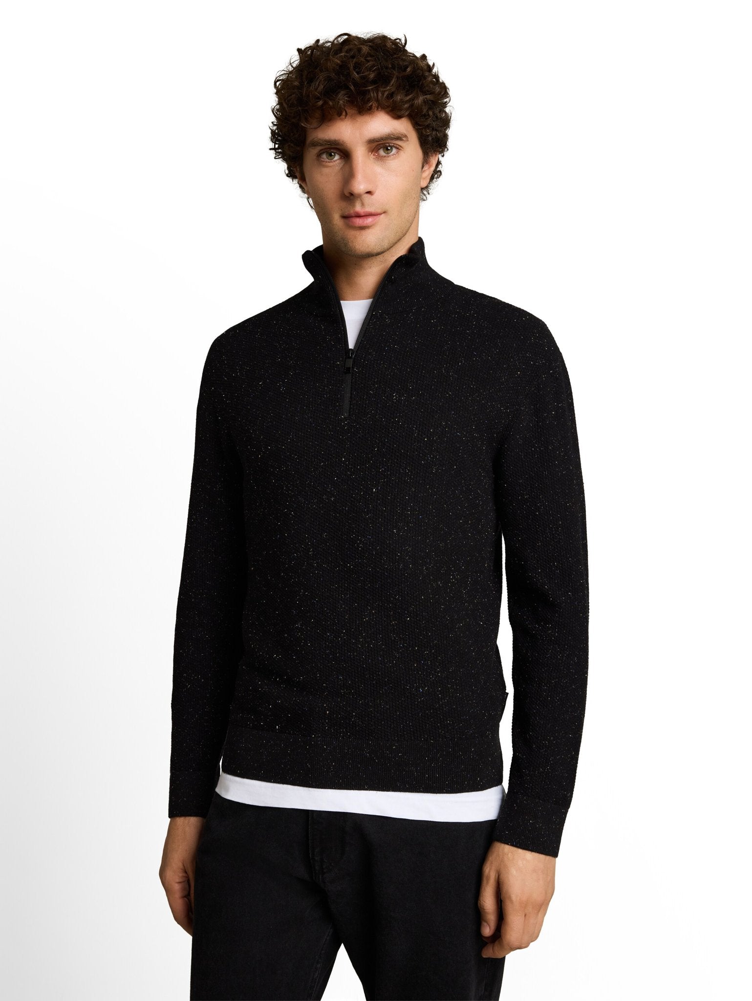 Tom Tailor denim Herren Pullover Black Multicolo