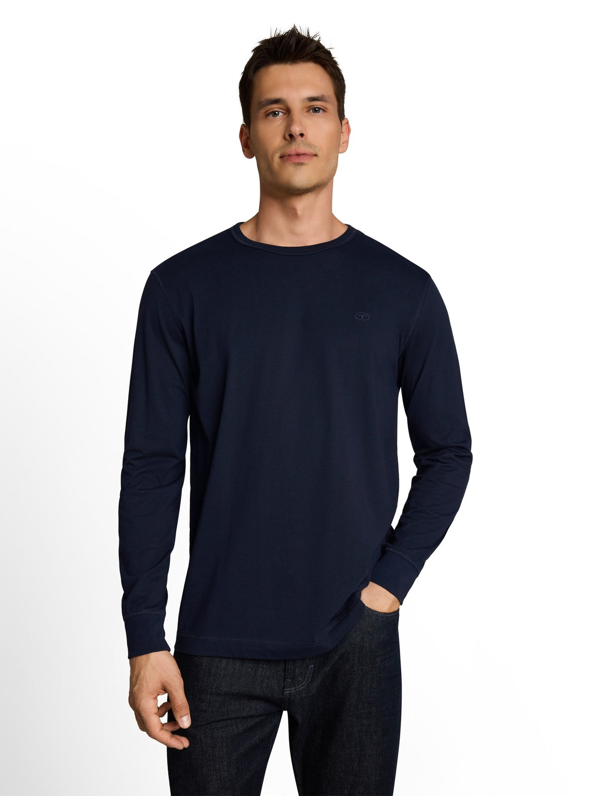 Tom Tailor Herren T-Shirts lang Sky Captain Blu