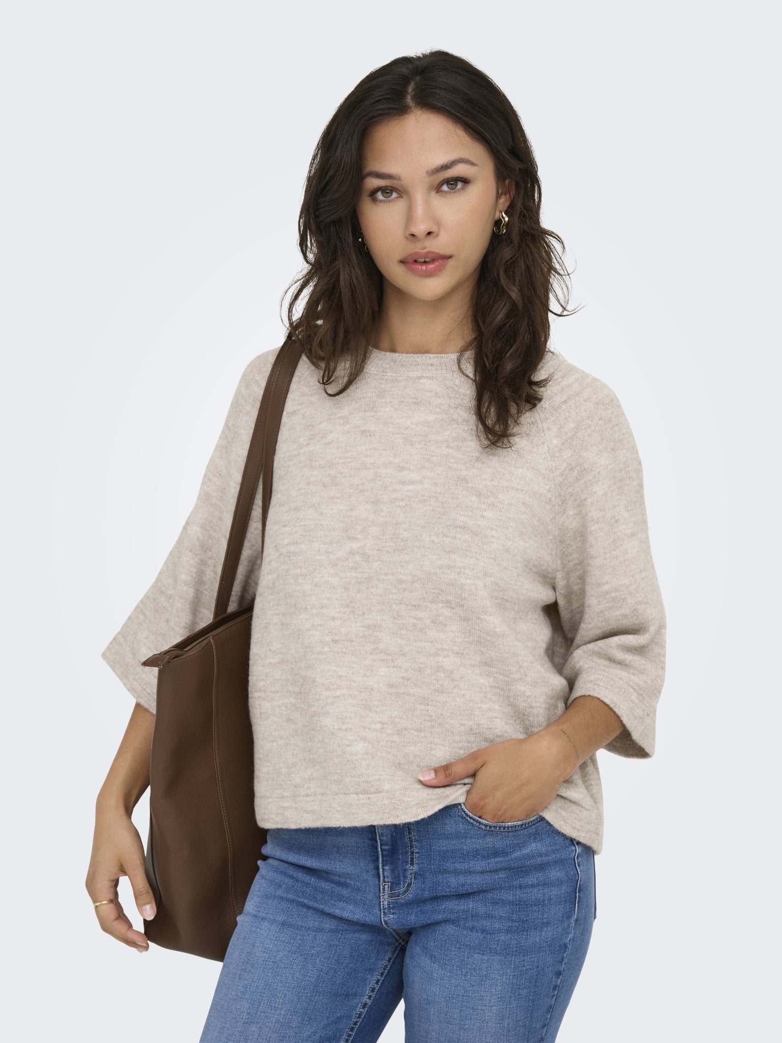 only Damen Pullover Pumice Stone/Me