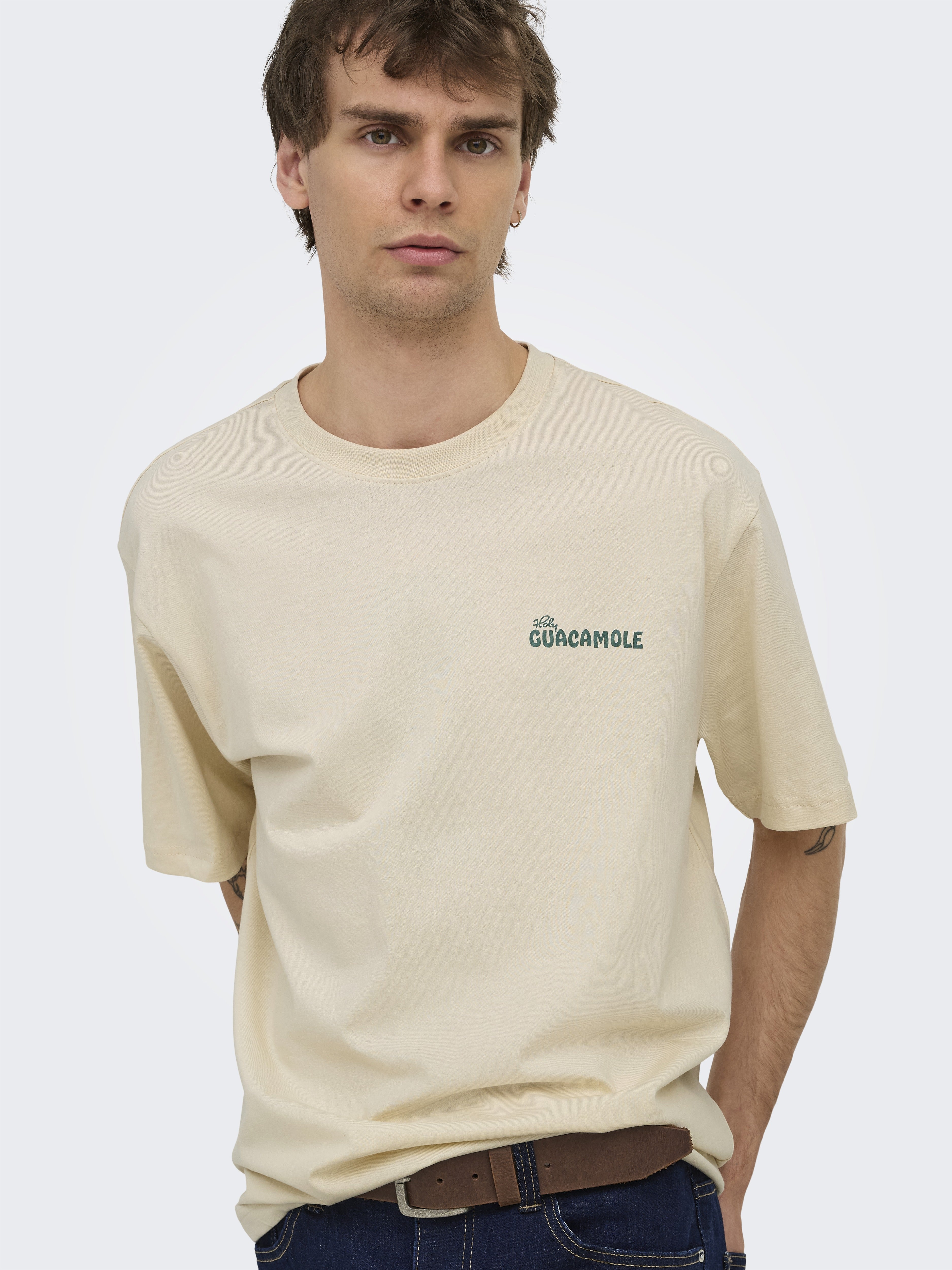 Only & Sons Herren T-Shirts kurz Antique White/G