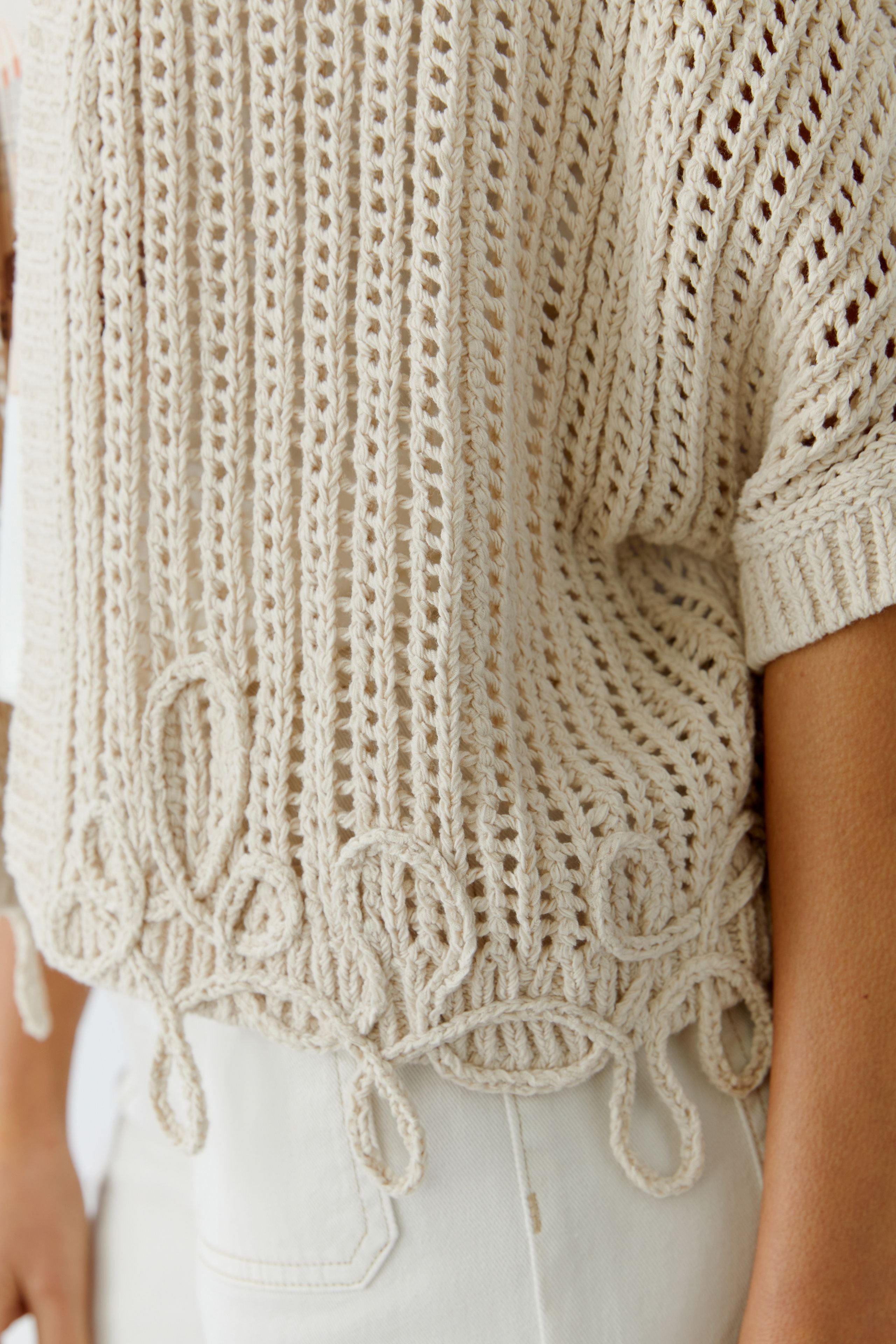 Oui Damen Strickjacken Biscuit