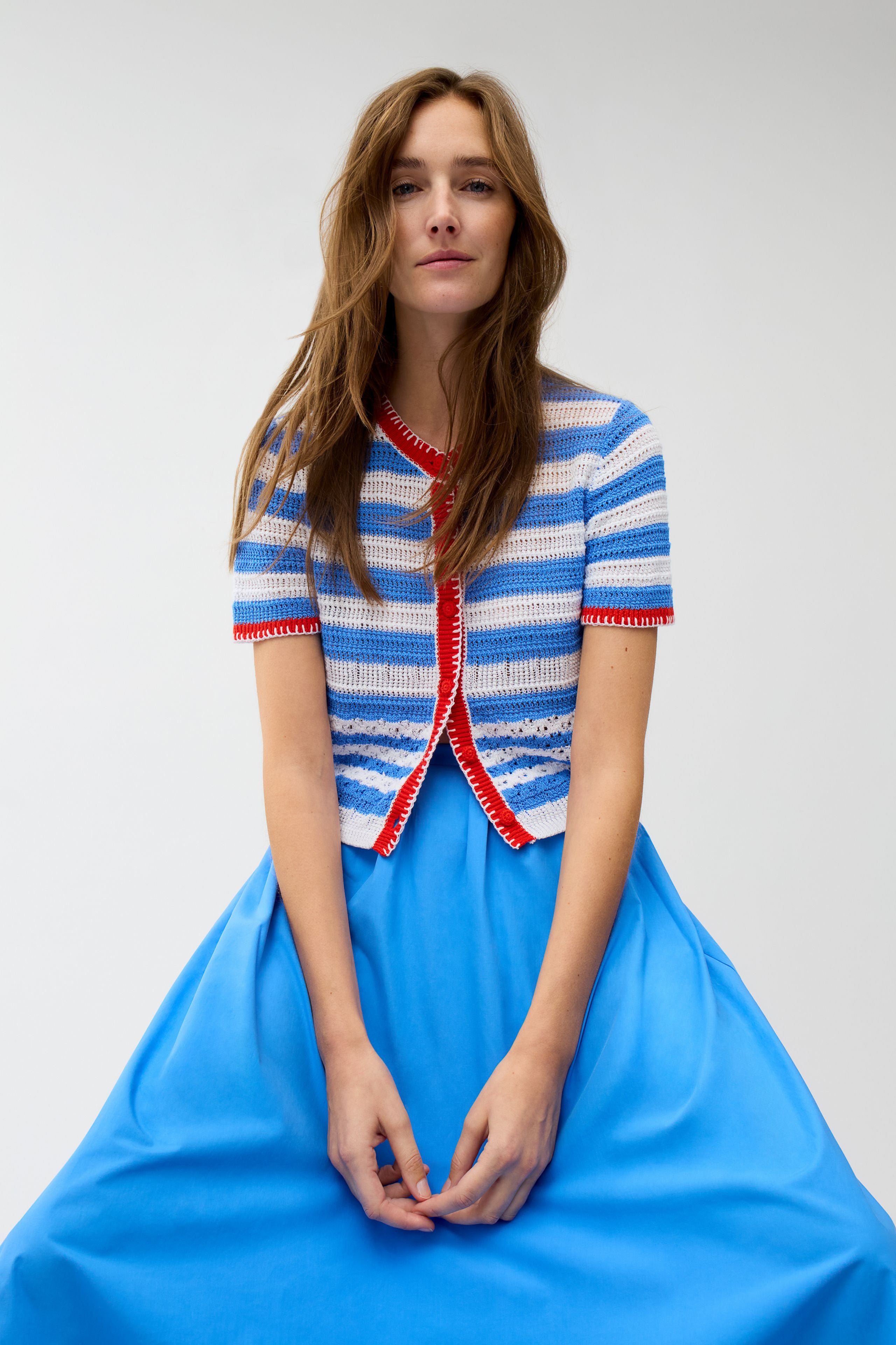 Oui Damen Strickjacken Lt Blue Ro