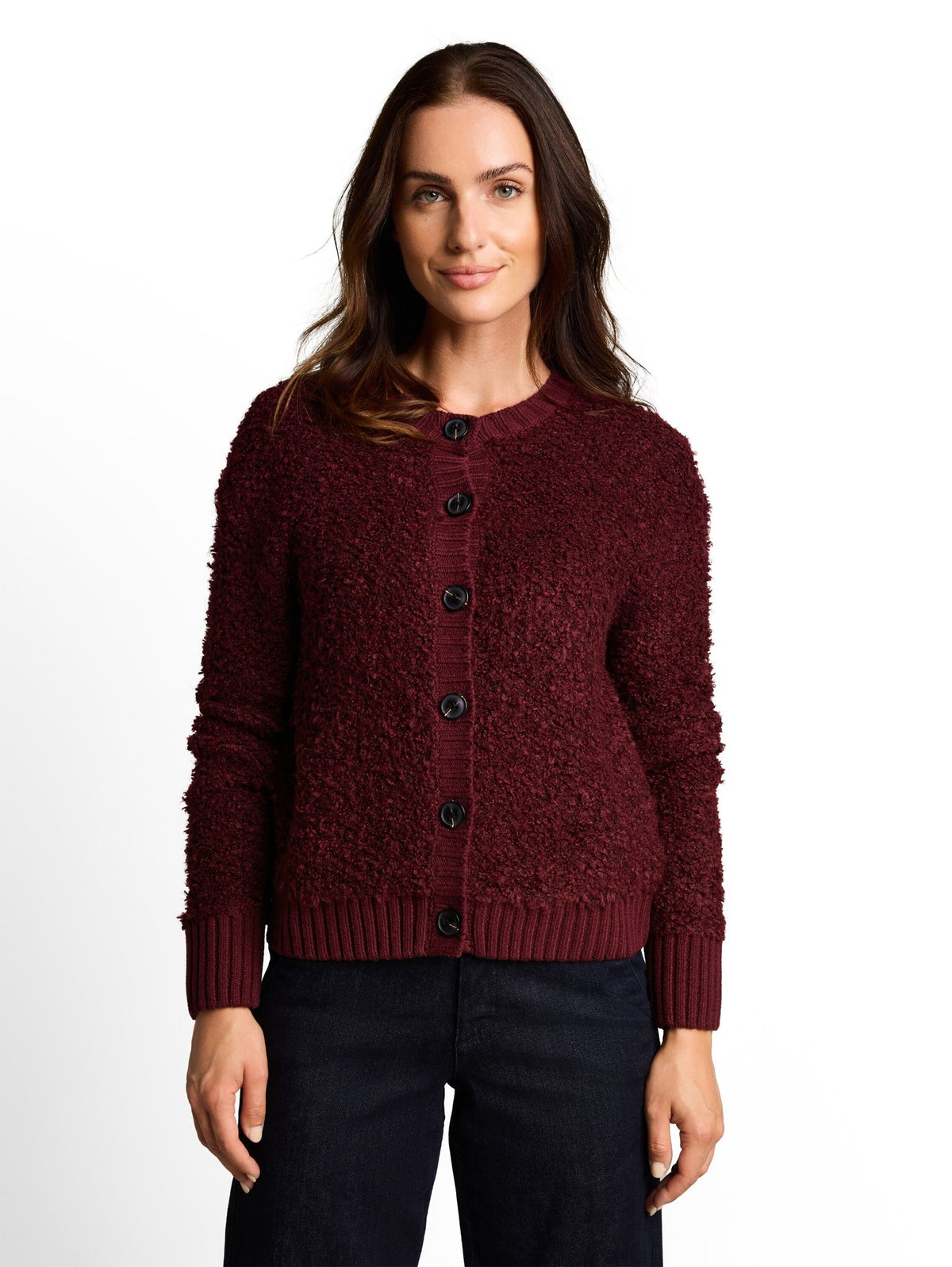 Tom Tailor Damen Strickjacken Preppy Plum Mel