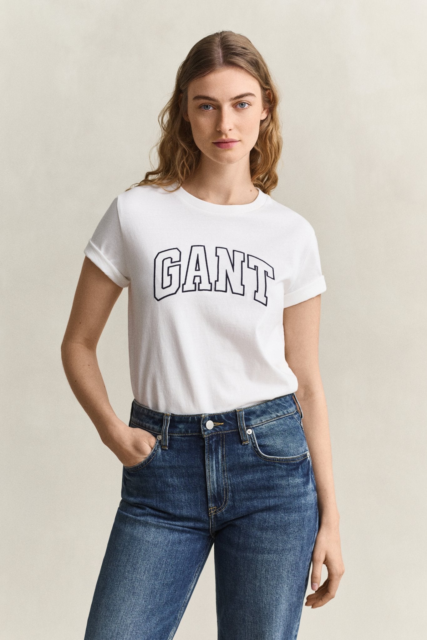 Gant Damen T-Shirts  Eggshell