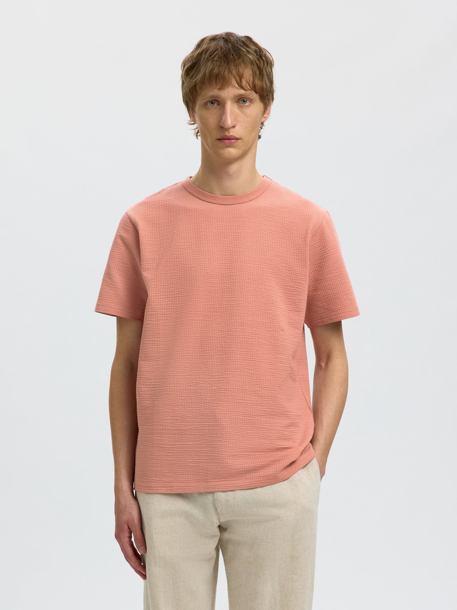 Selected homme Herren T-Shirts kurz Rose Daw