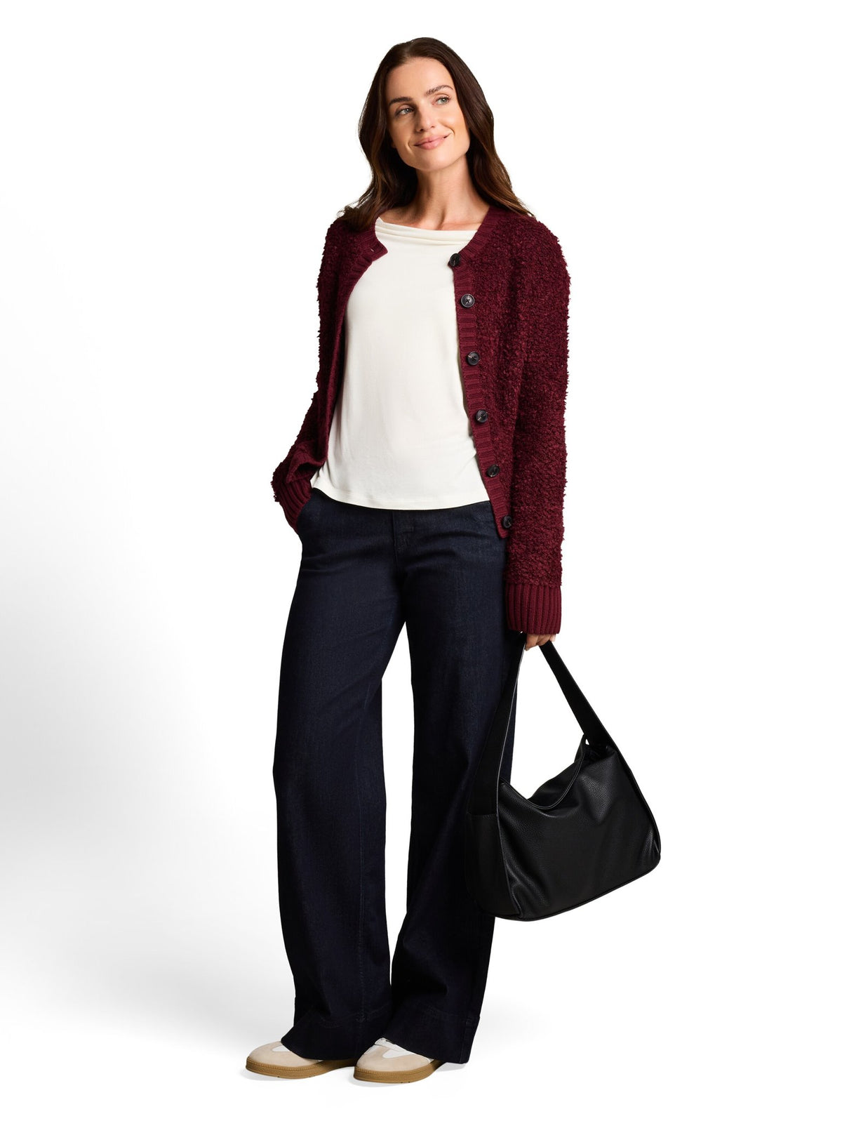 Tom Tailor Damen Strickjacken Preppy Plum Mel