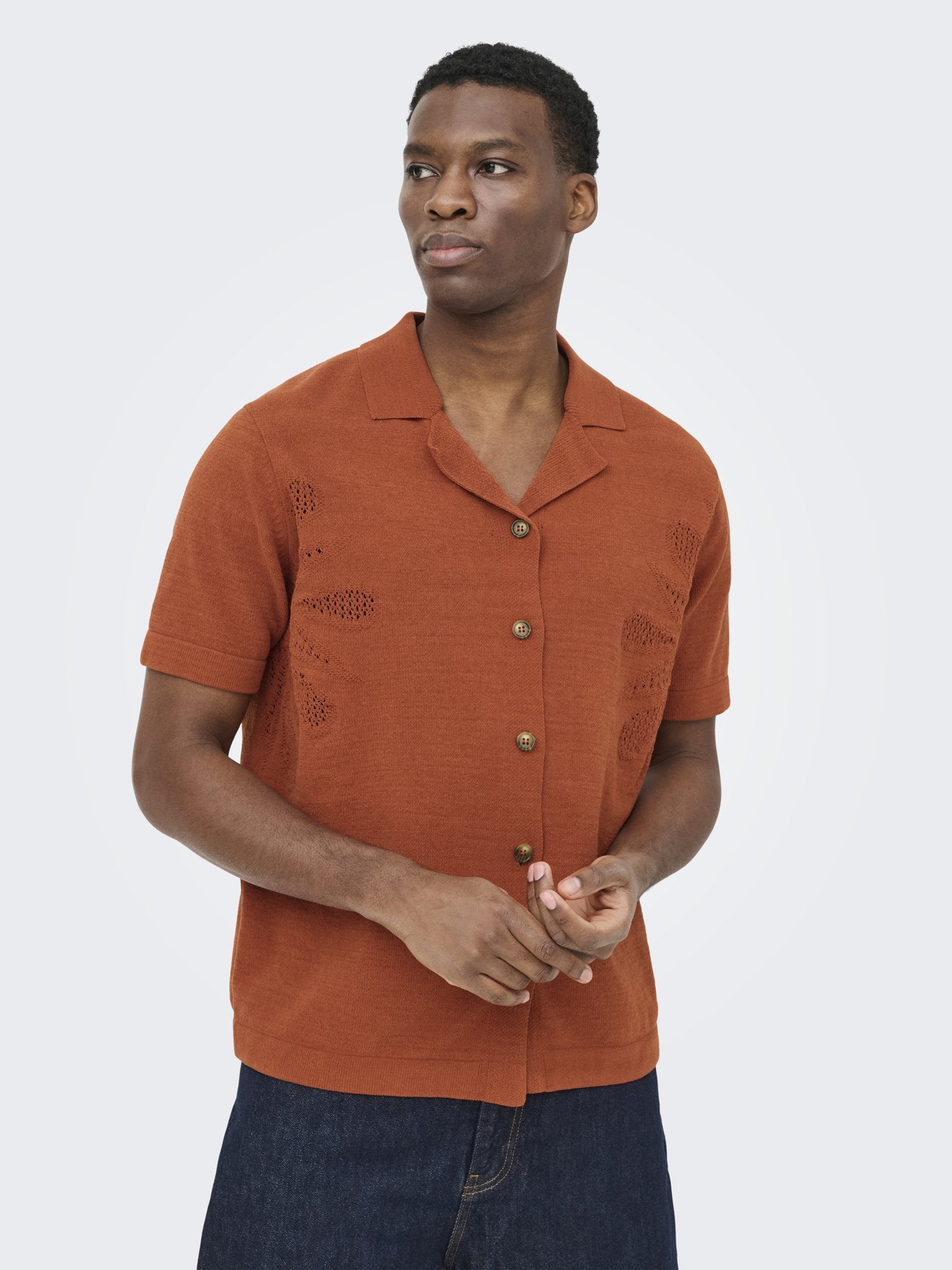 Only & Sons Herren Strickjacken Burnt Brick