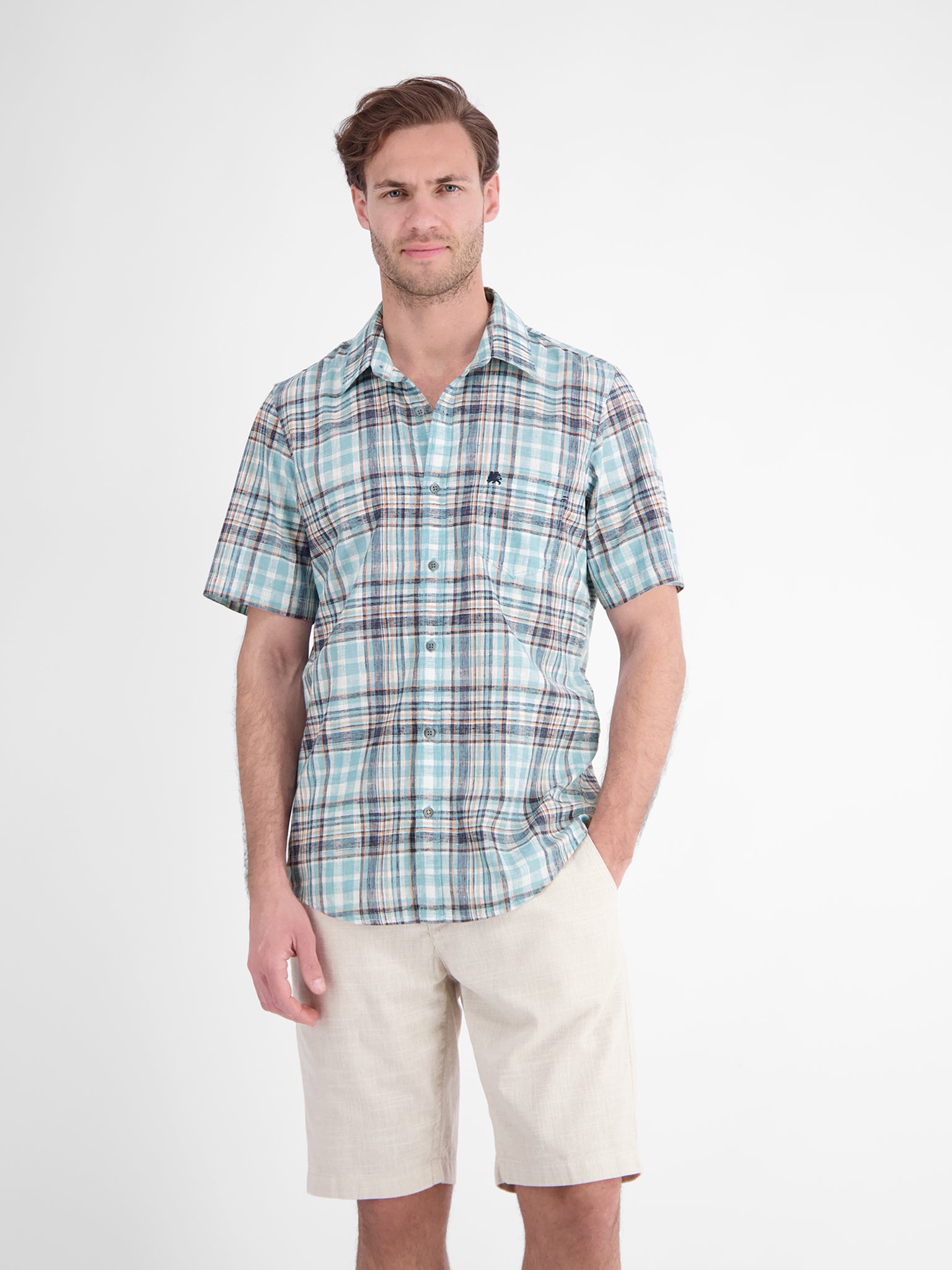Lerros Herren Hemden kurz Reef Blue