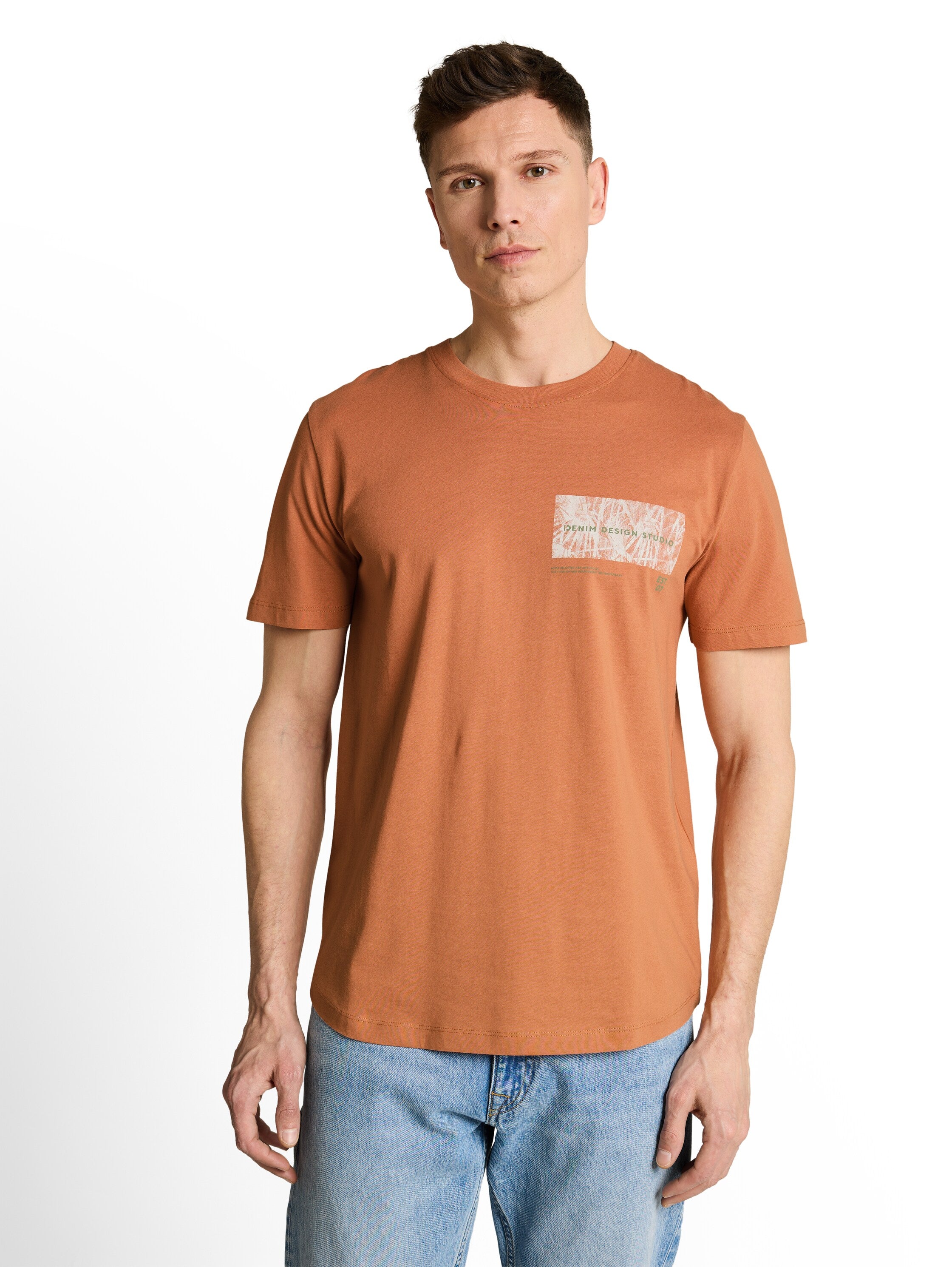 Tom Tailor denim Herren T-Shirts kurz Faded Copper Or