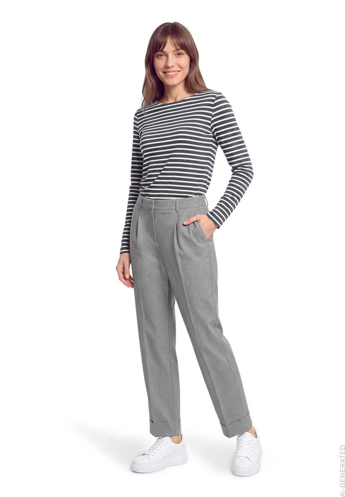 Betty & Co Damen T-Shirts Grey/Cream