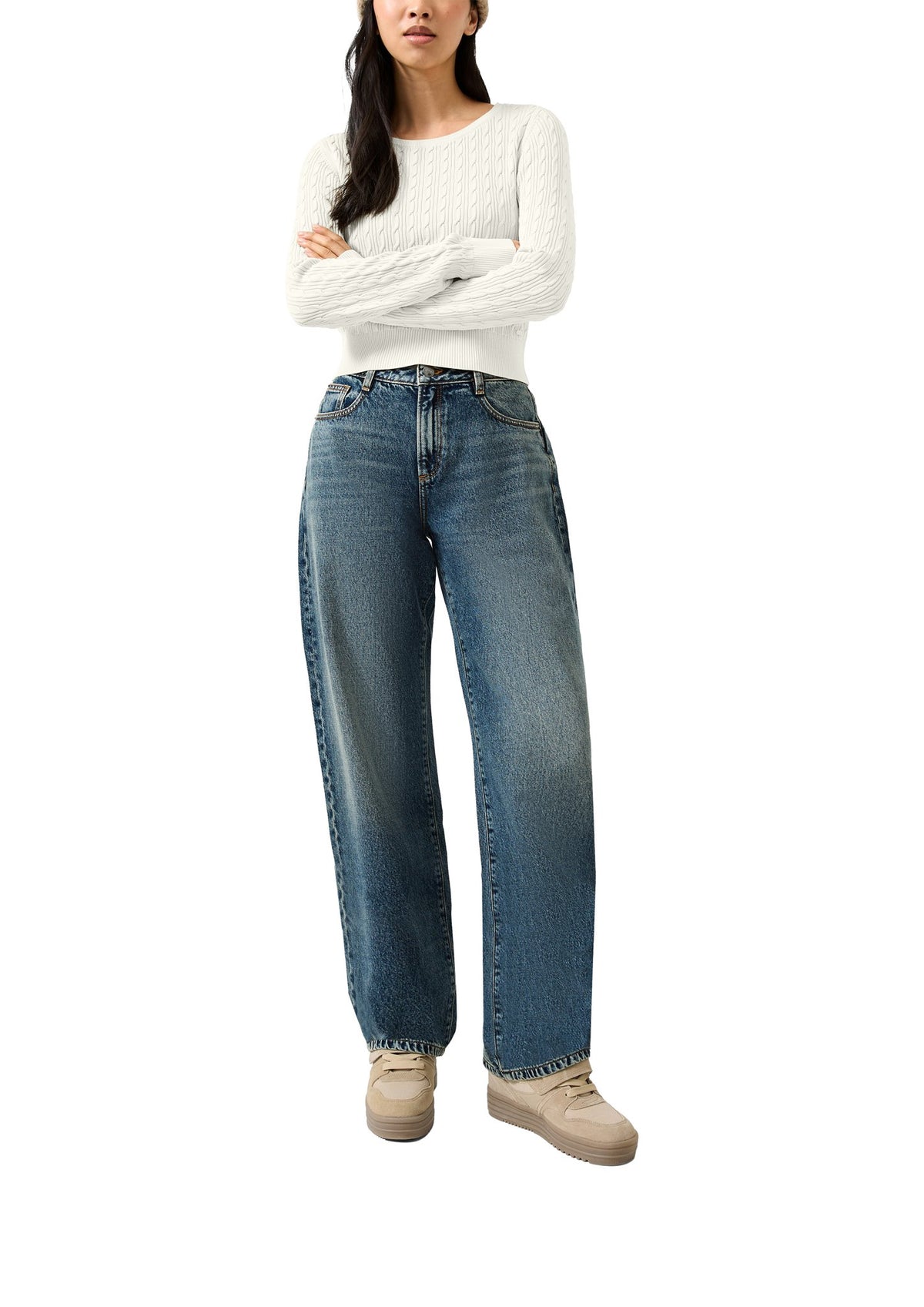QS by S.Oliver Damen Pullover  White