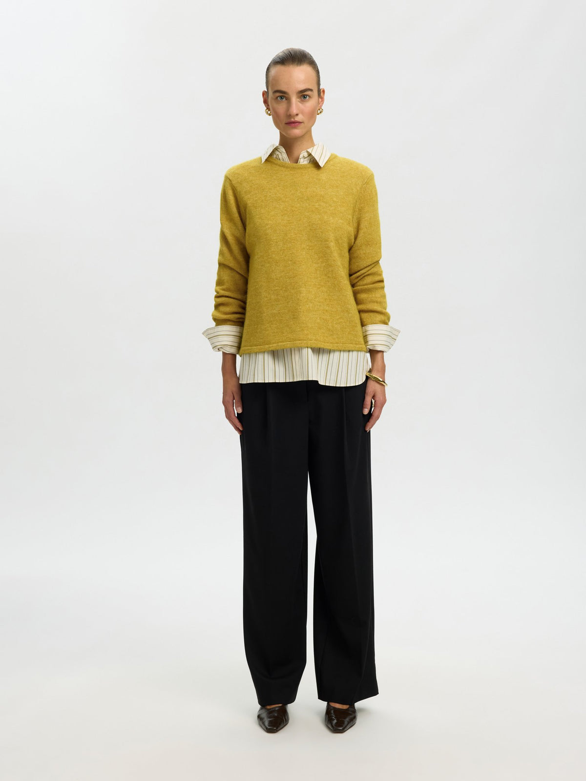 Selected Femme Damen Pullover Avocado Oil/Mel