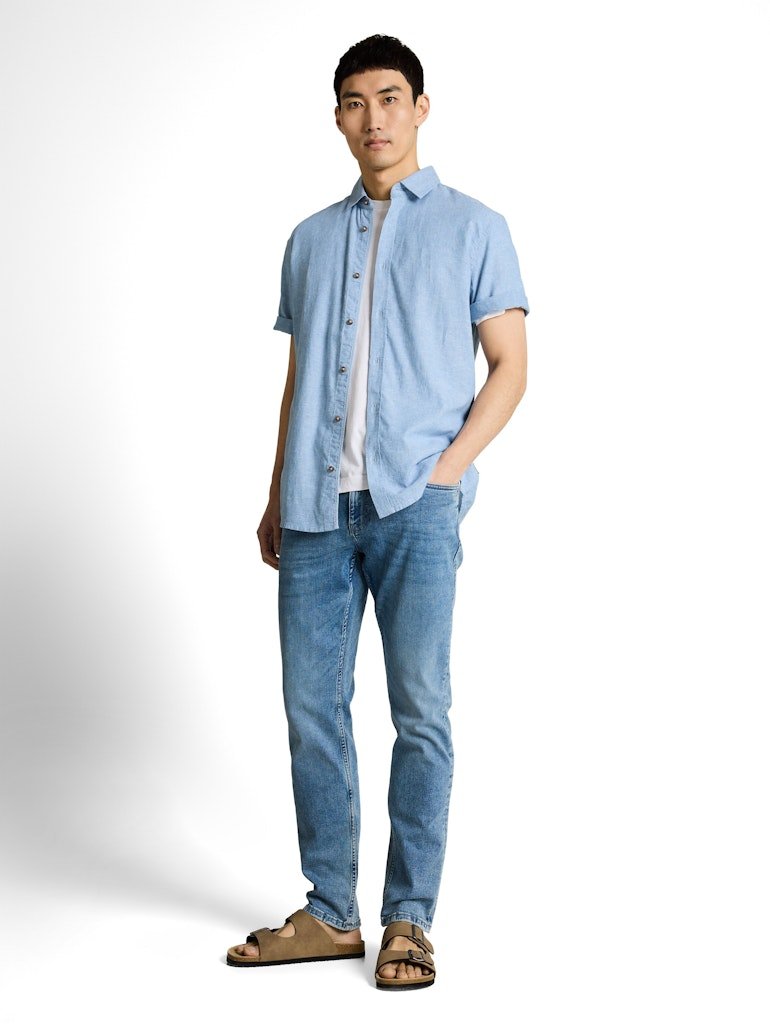 Tom Tailor Herren Hemden kurz Bleeched Blue C