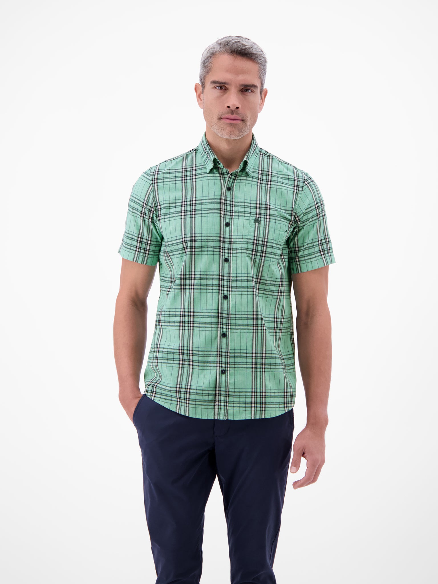 Lerros Herren Hemden kurz Mint Water