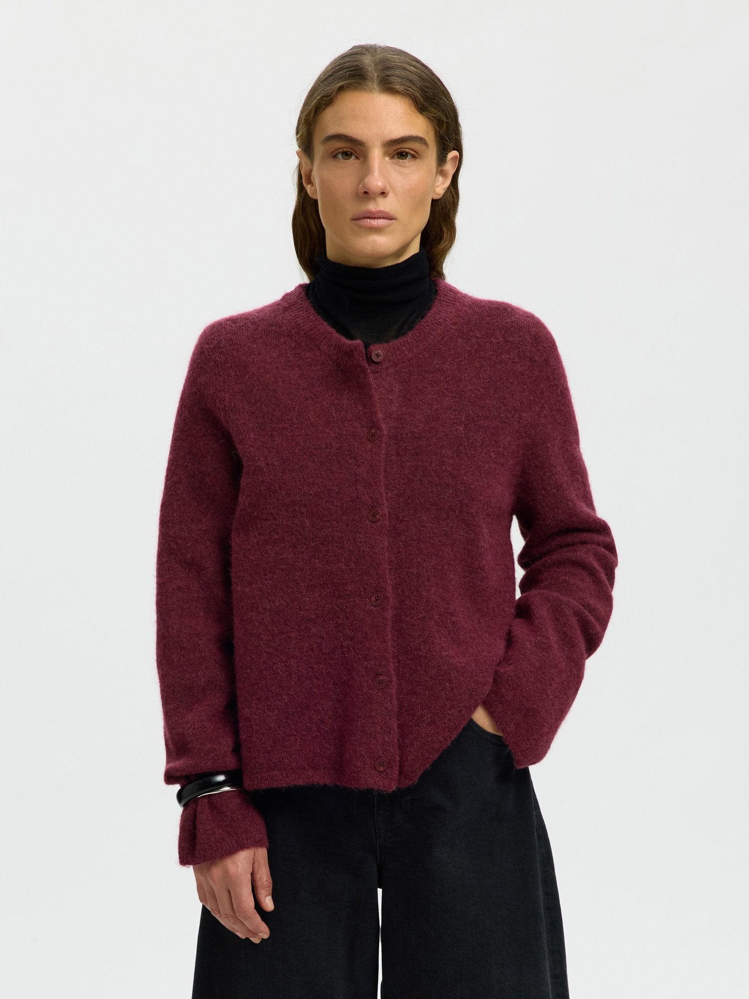 Selected Femme Damen Strickjacken Tawny Port/Mela