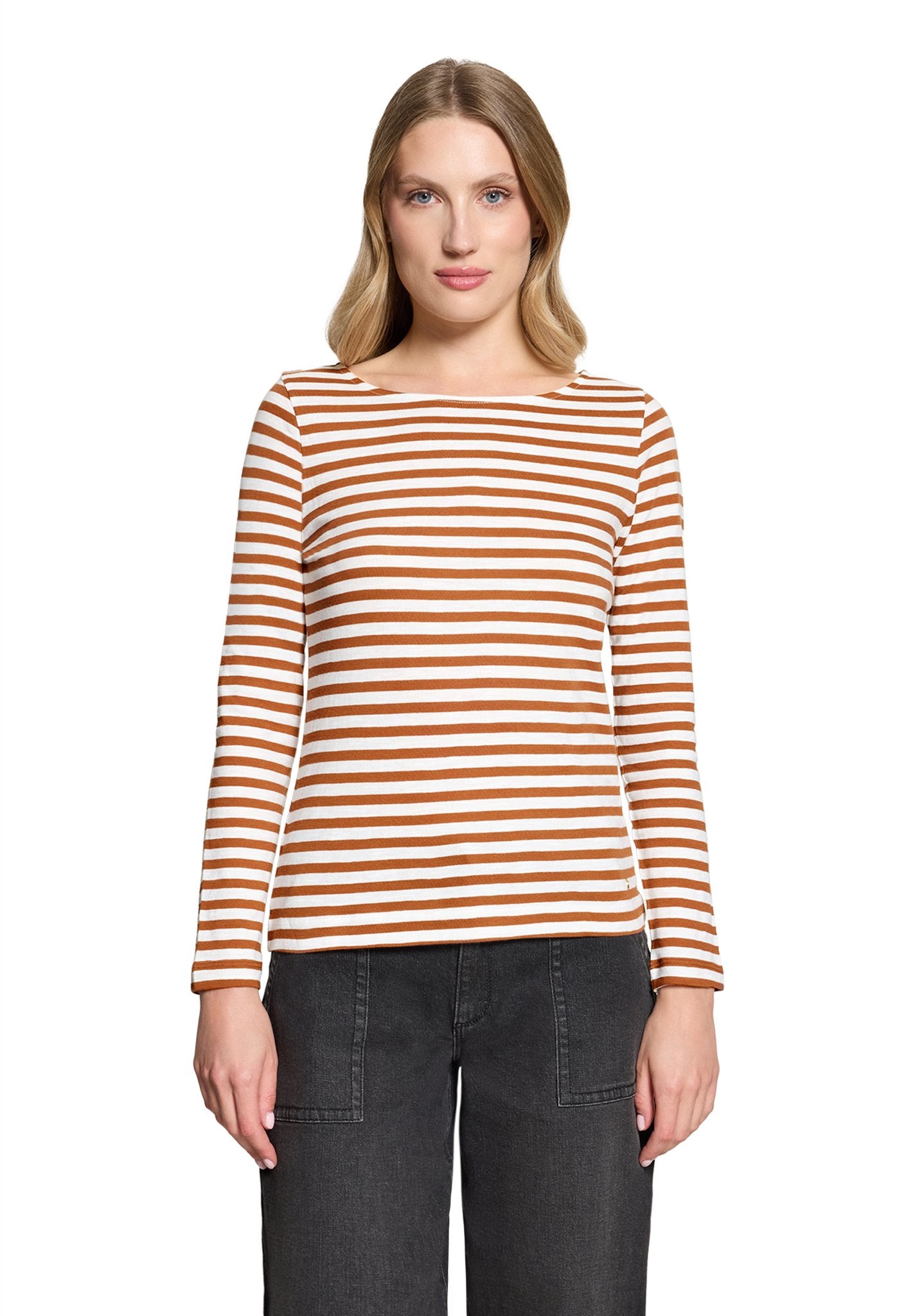 Betty & Co Damen T-Shirts Brown/Cream
