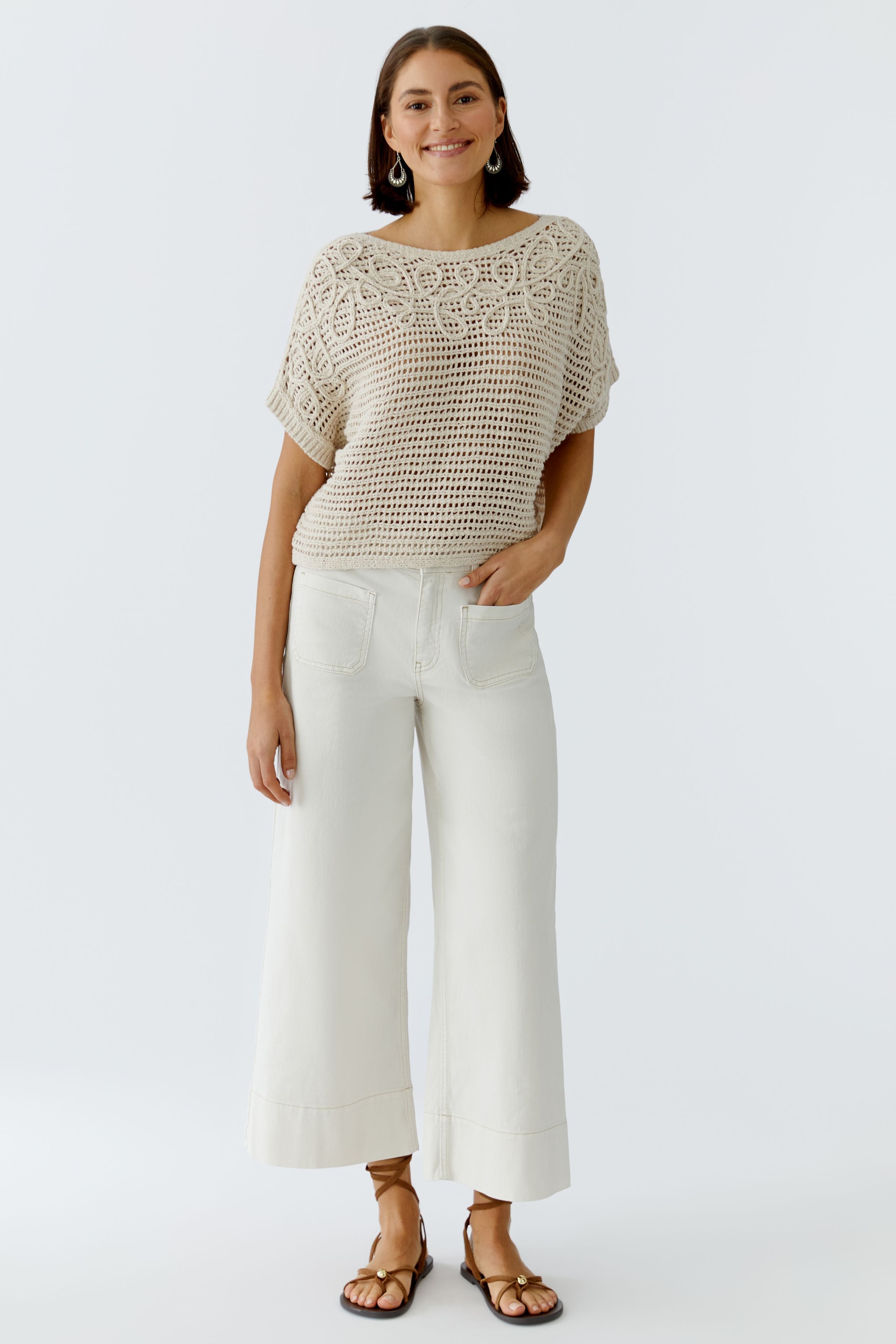 Oui Damen Pullover Biscuit