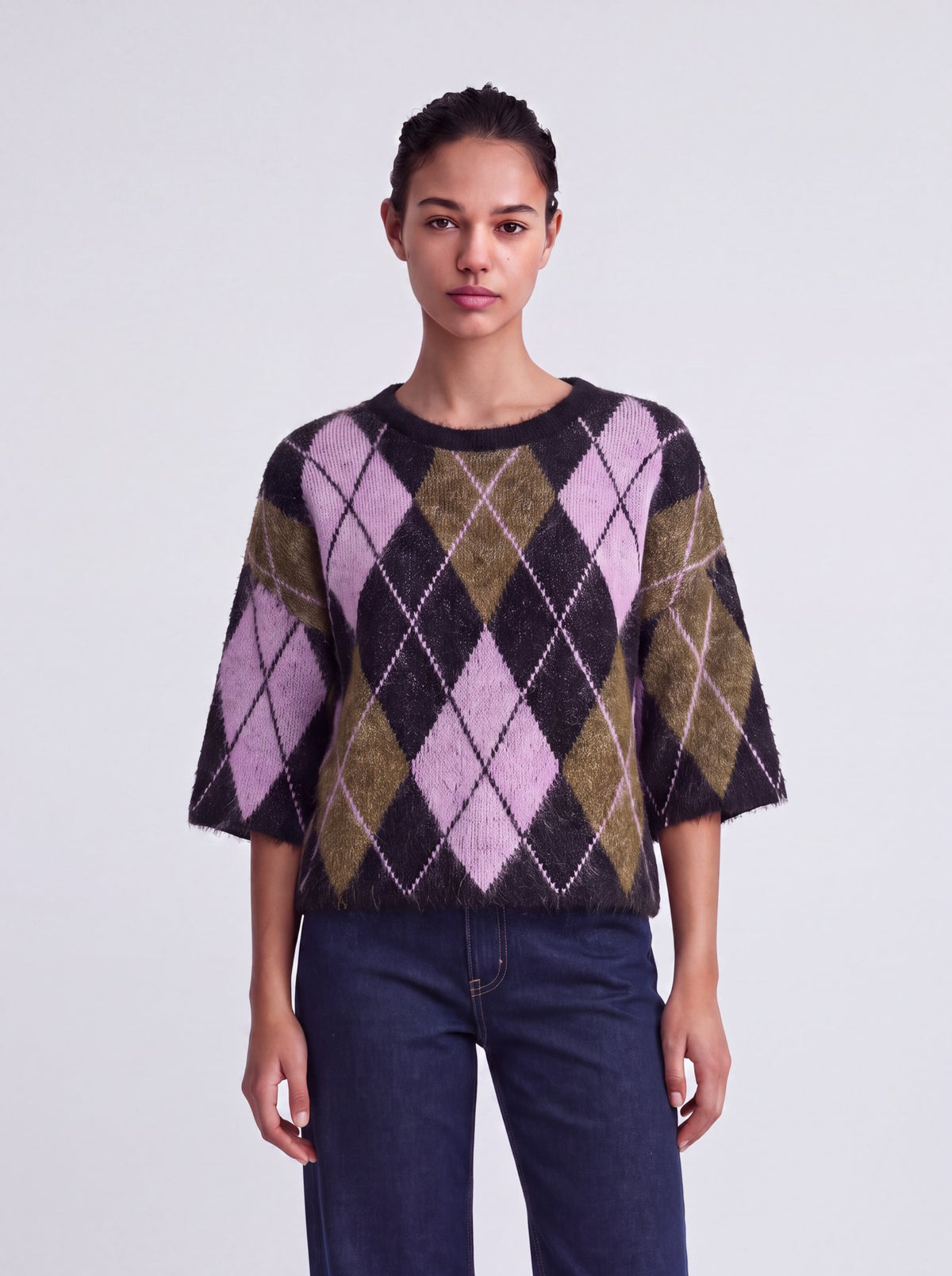 Only Damen Pullover Black/Argyle/Be