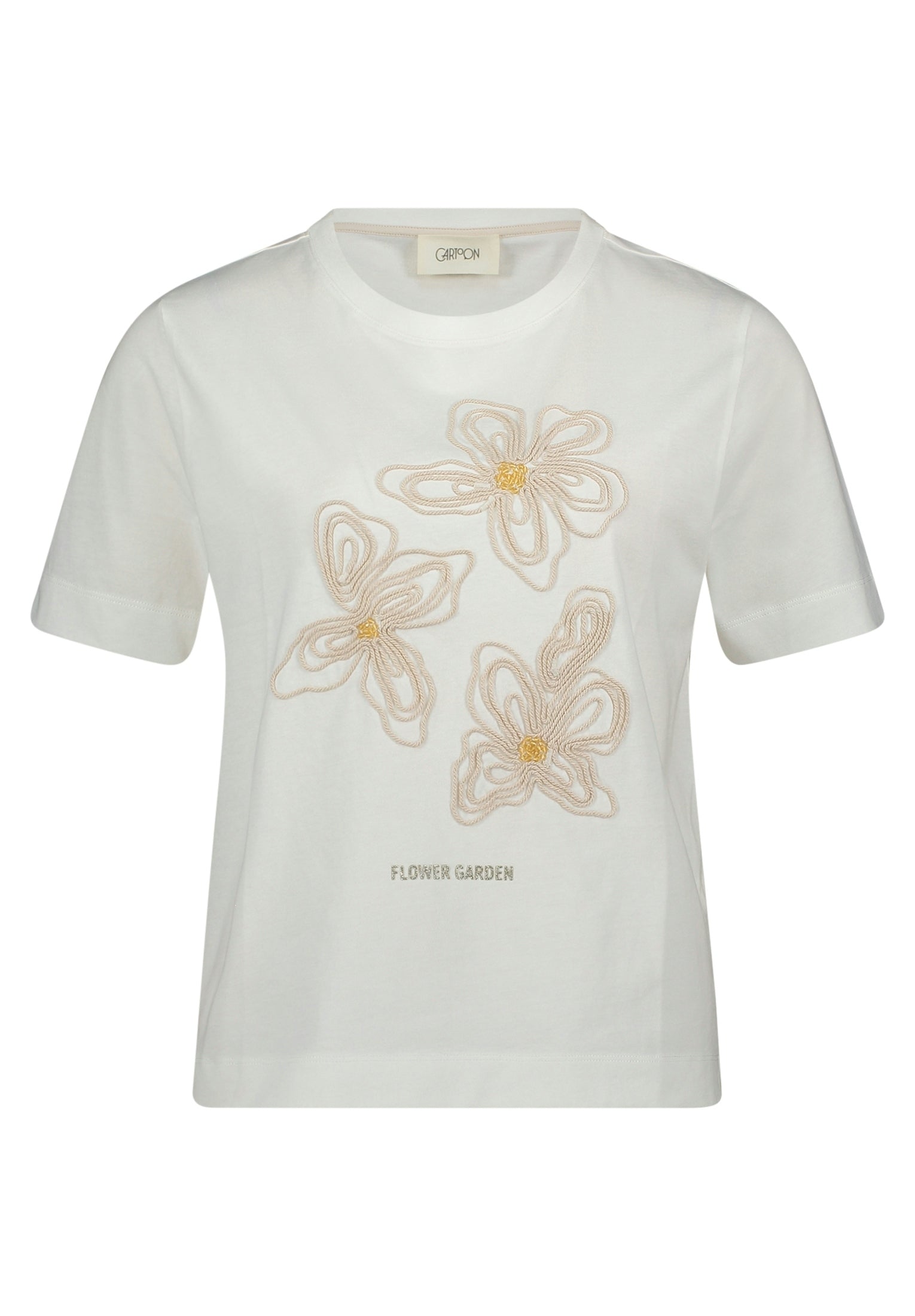 Cartoon Damen T-Shirts Patch Cream/Bei