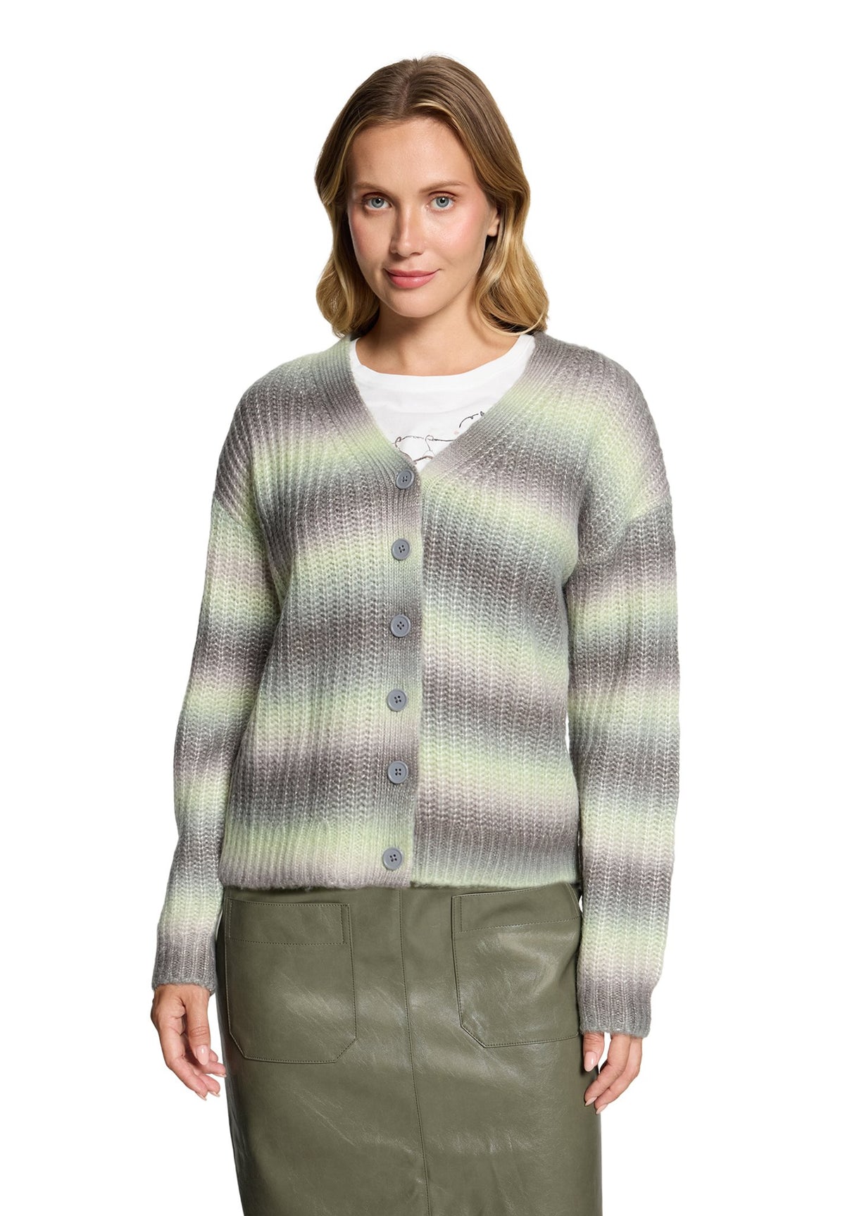 Cartoon Damen Strickjacken Khaki/Cream