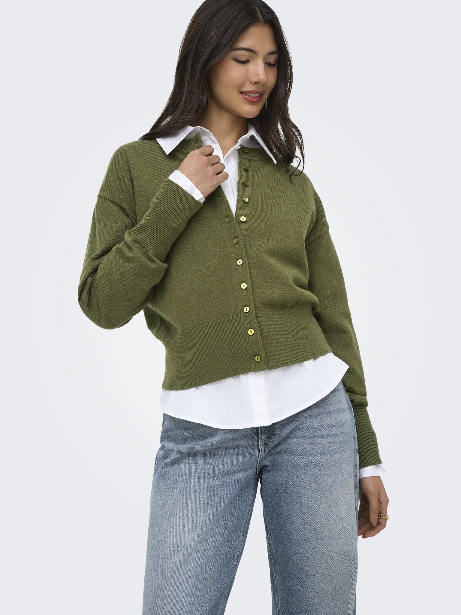 only Damen Strickjacken Winter Moss/Dtm
