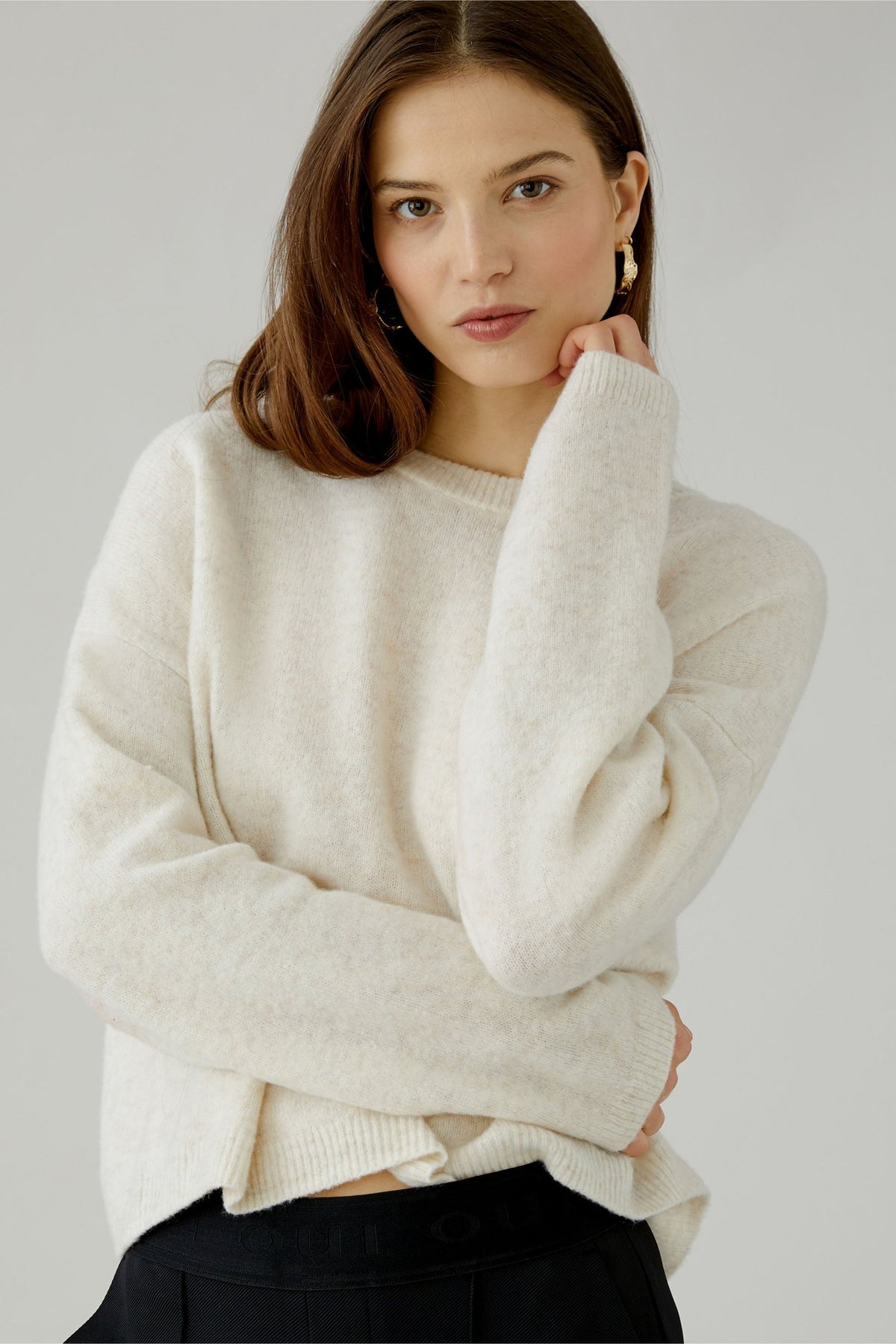 Oui Damen Pullover  Offwhite