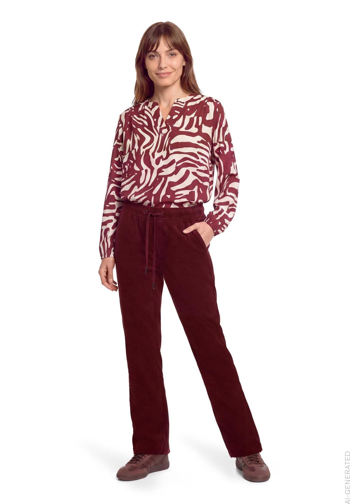 Betty & Co Damen Blusen kurz Nature/Dark Red