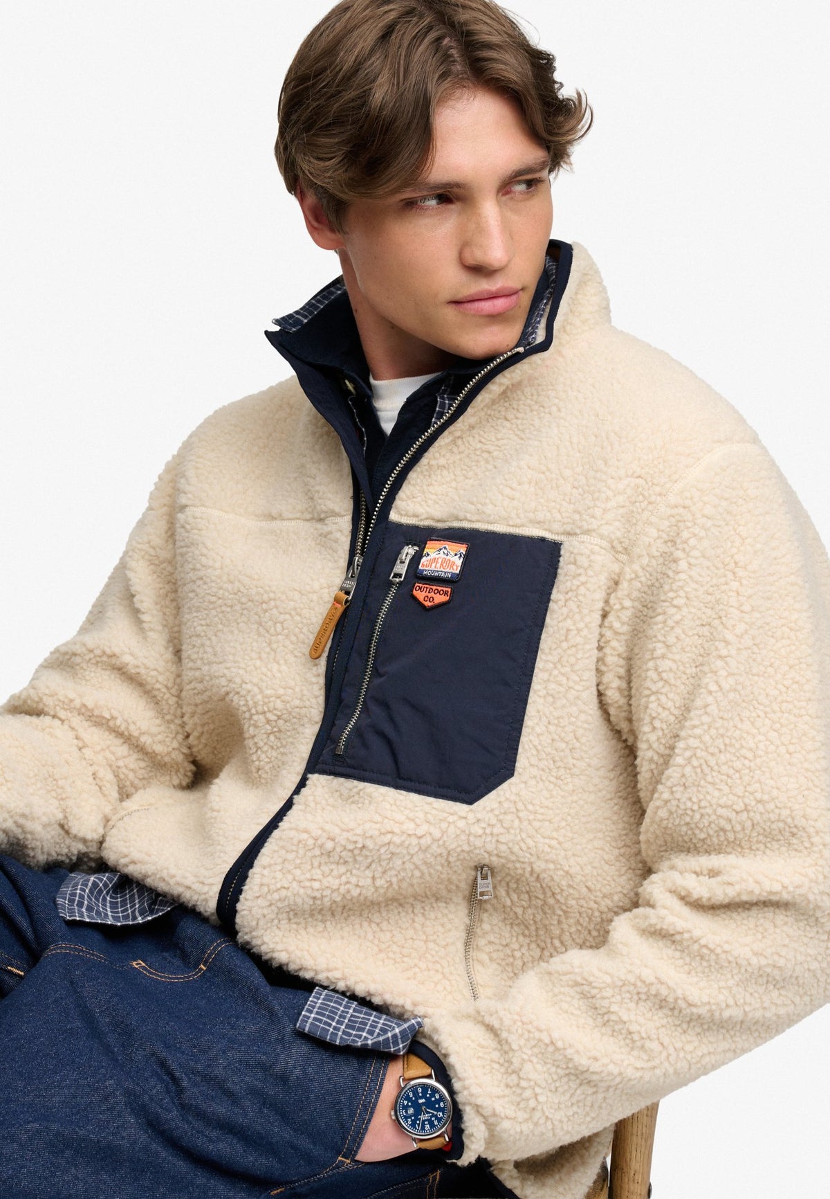Superdry Herren Sweatjacken Mn Oatmeal/Oli