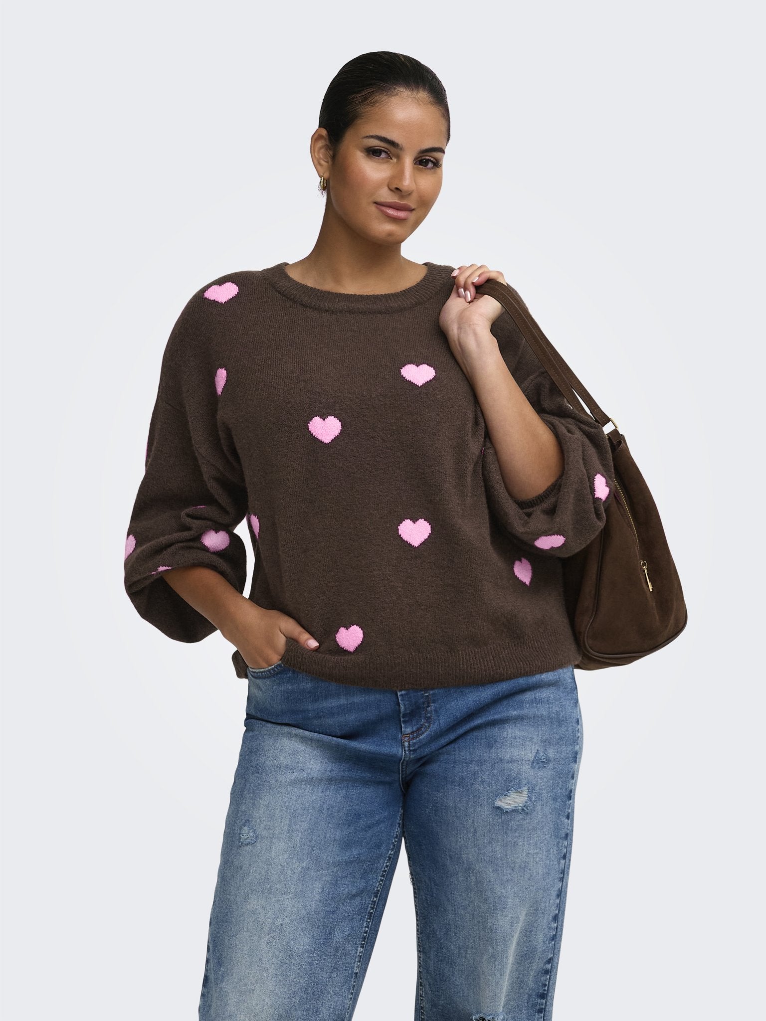 Only Caramkoma Damen Pullover Coffee Bean/Hea