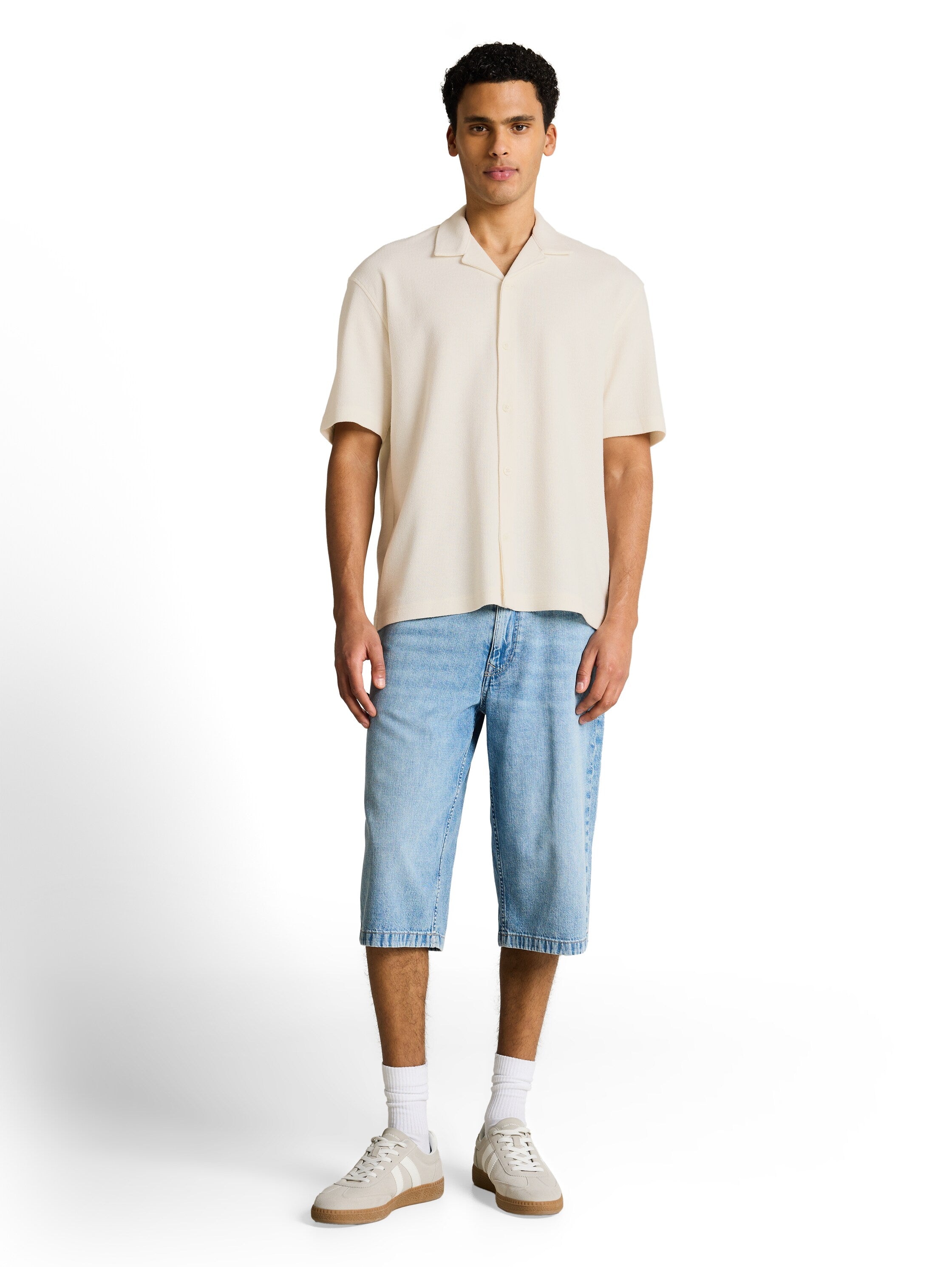 Tom Tailor denim Herren Hemden kurz Wool White