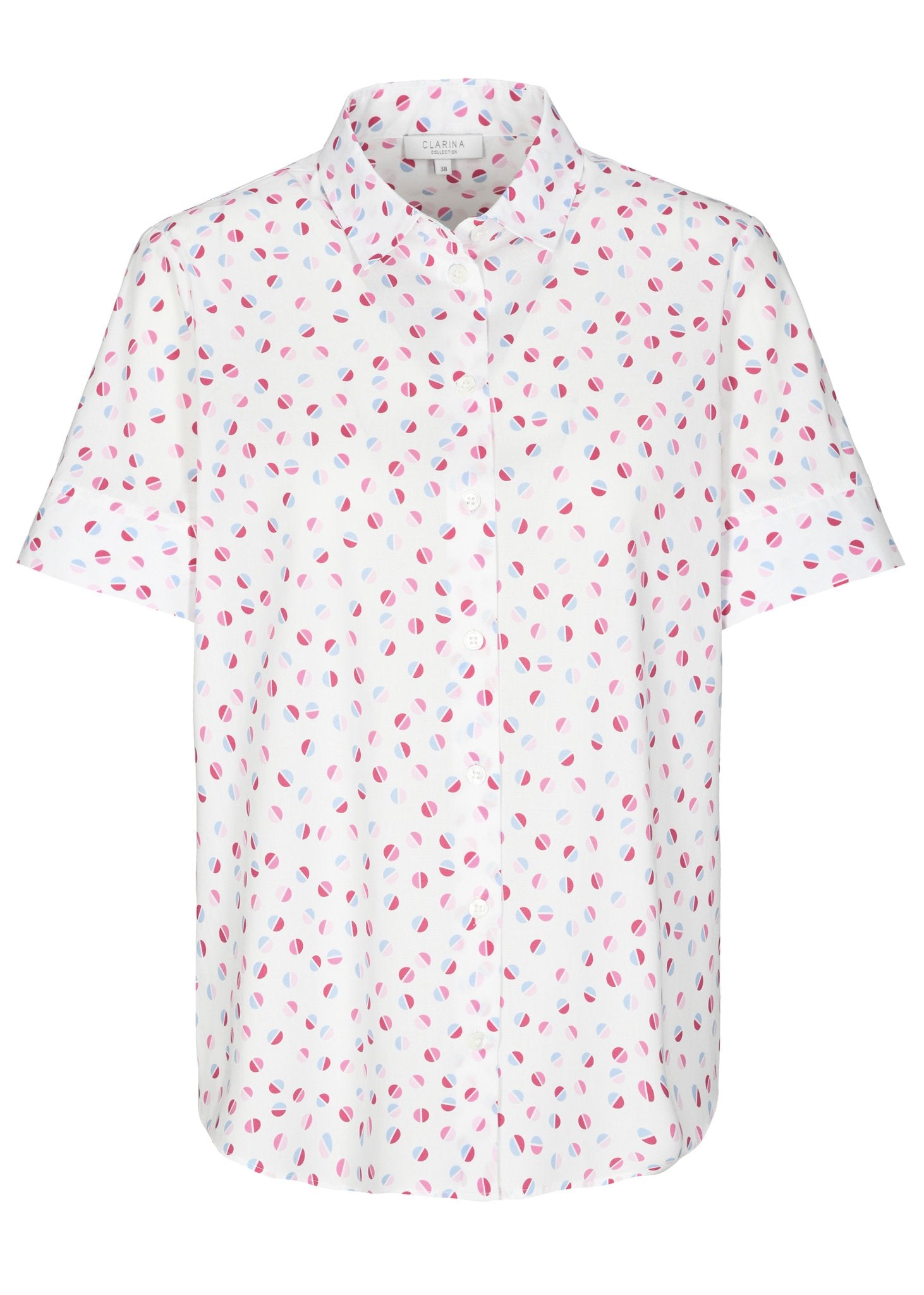 Clarina Damen Blusen kurz  Pink-Weiss