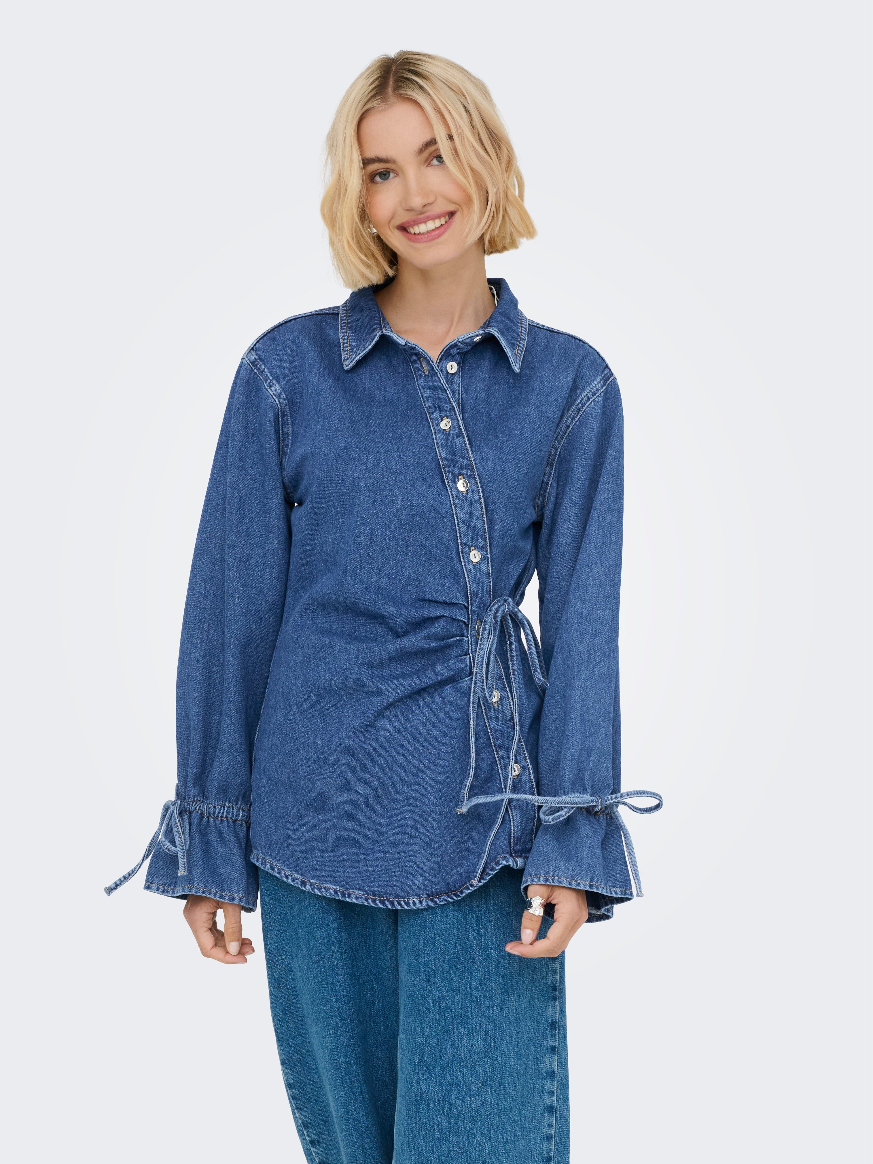 Only Damen Blusen Medium Blue Den