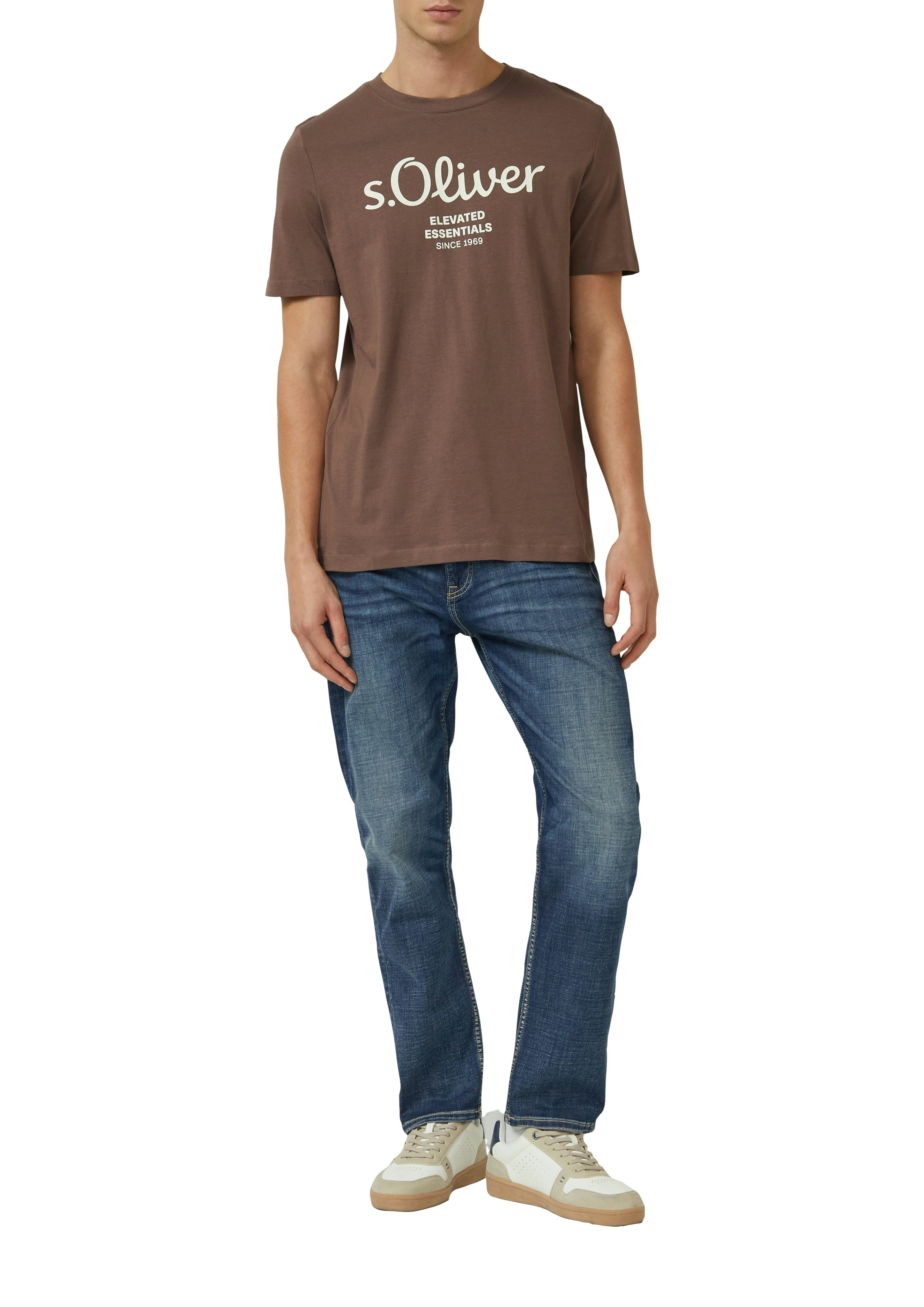 S. Oliver red Herren T-Shirts kurz Brown