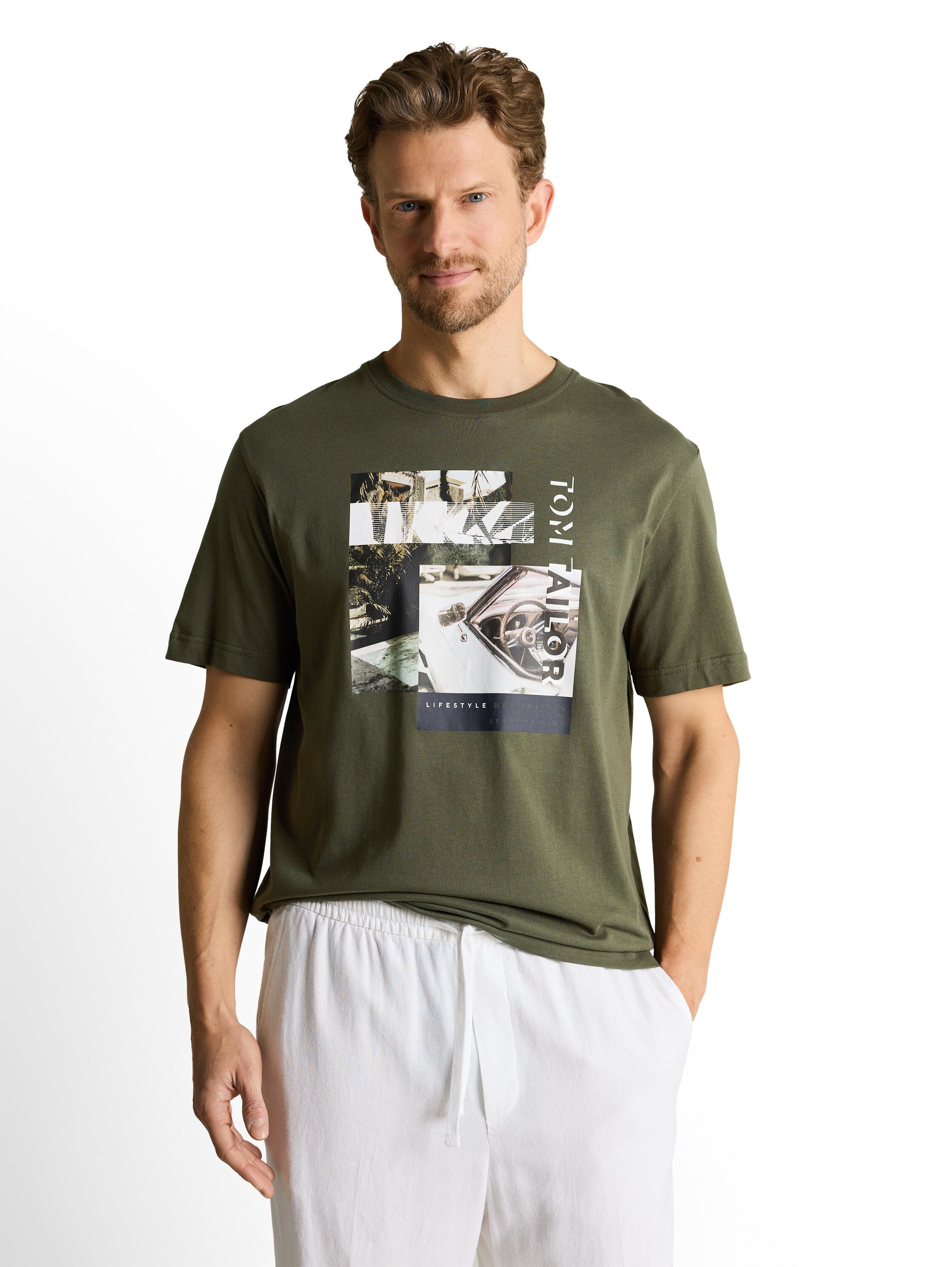 Tom Tailor Herren T-Shirts kurz Deep Leaf Green