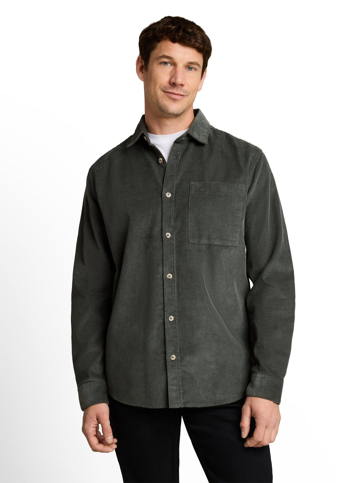 Tom Tailor Herren Hemden lang Darkest Olive