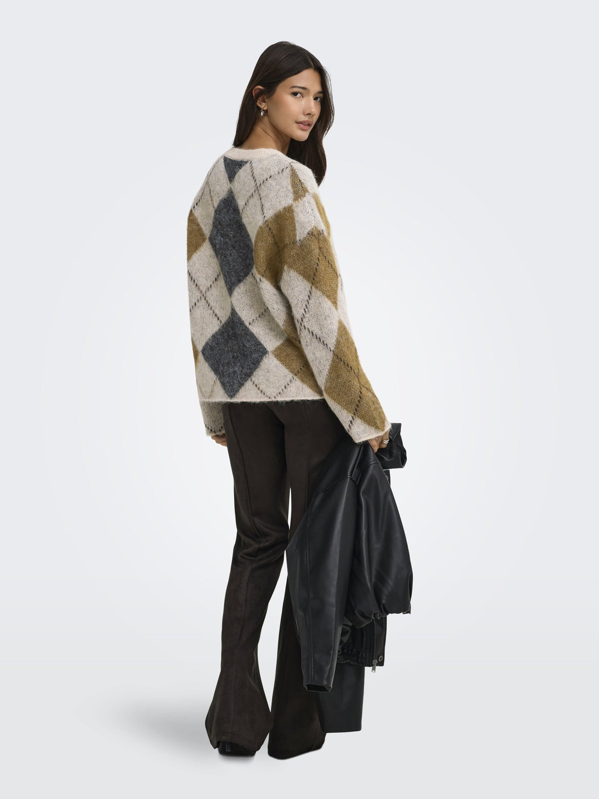 Only Damen Pullover Oatmeal/Argyle/