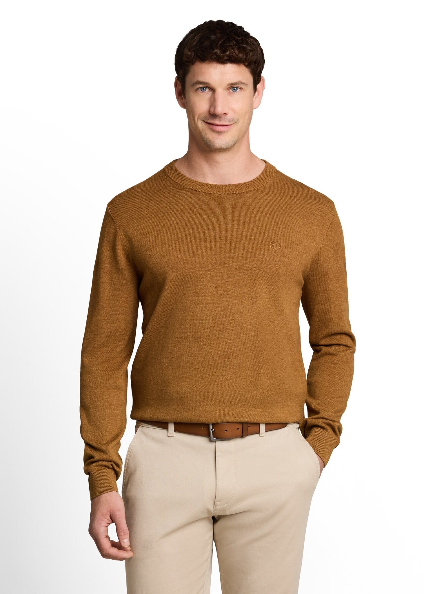 Tom Tailor Herren Pullover Dark Camel Mela