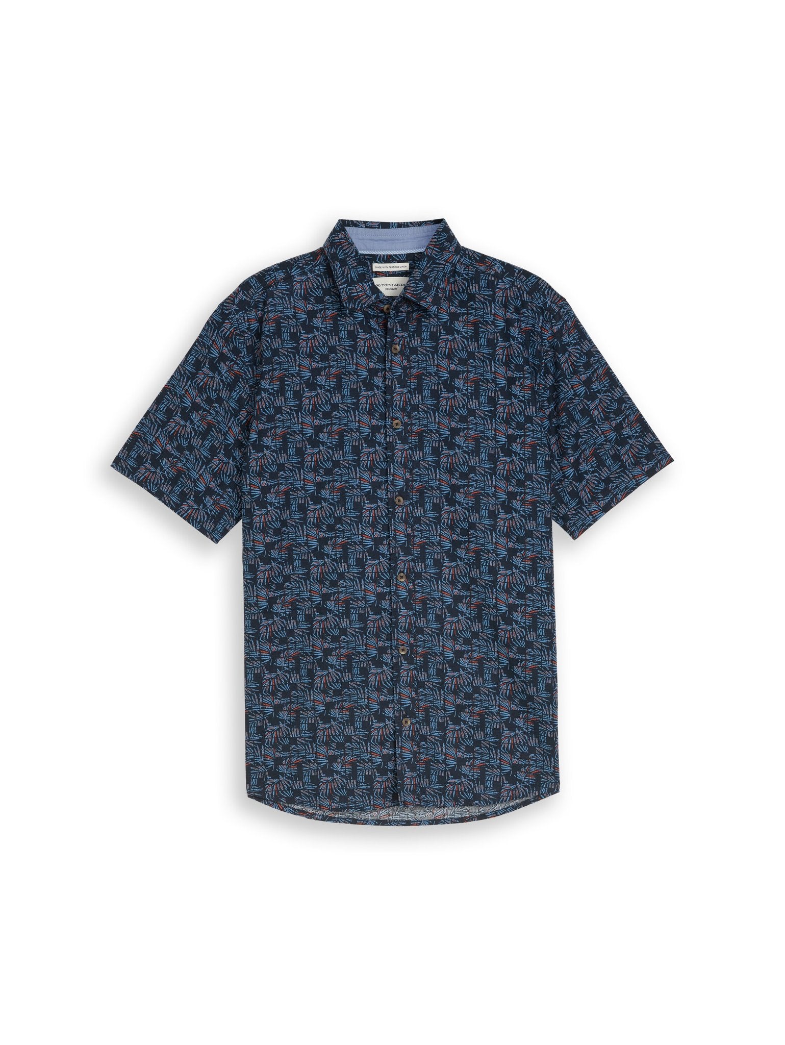 Tom Tailor Herren Hemden kurz Blue Palm Tree