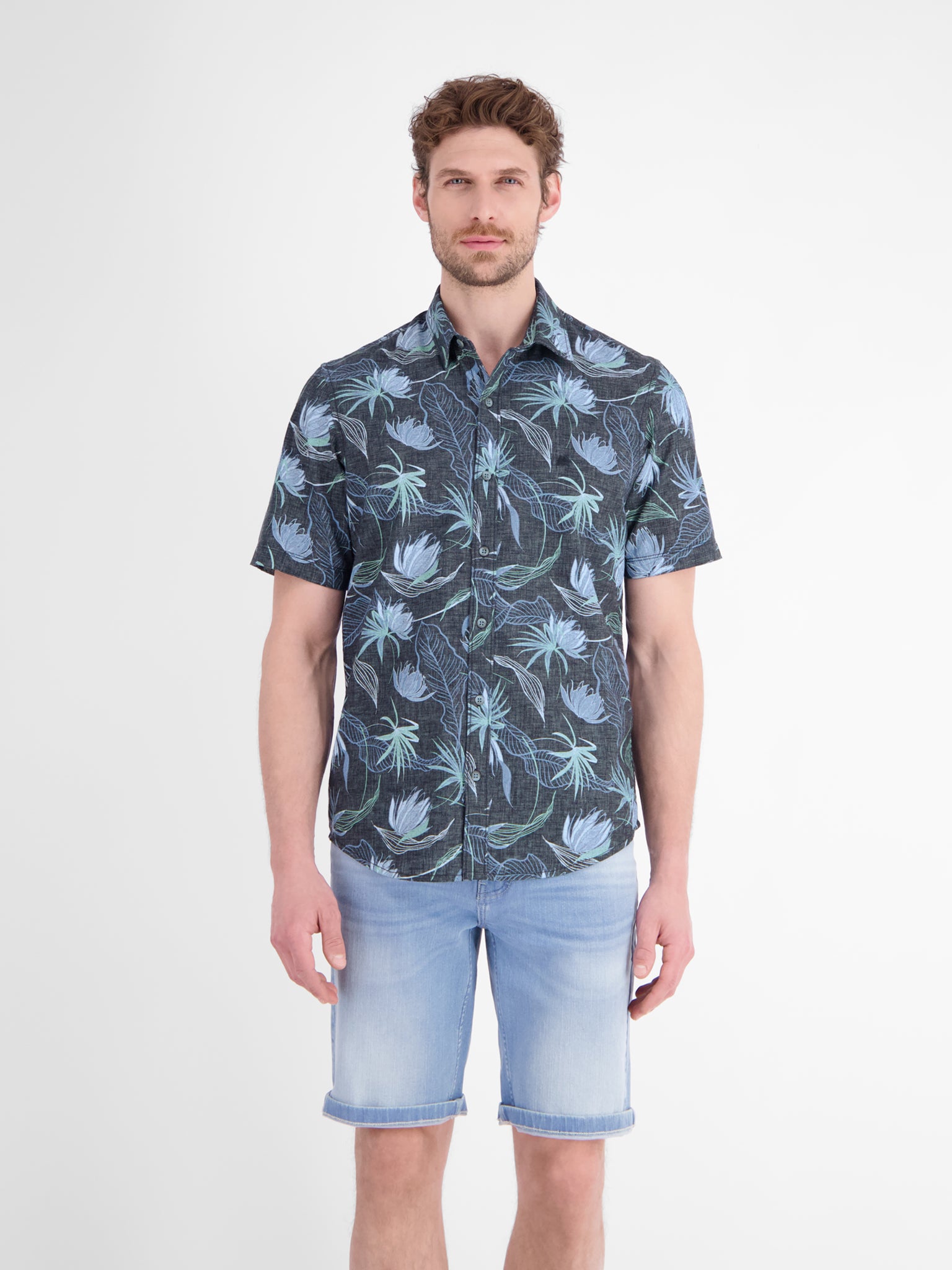 Lerros Herren Hemden kurz Classic Navy