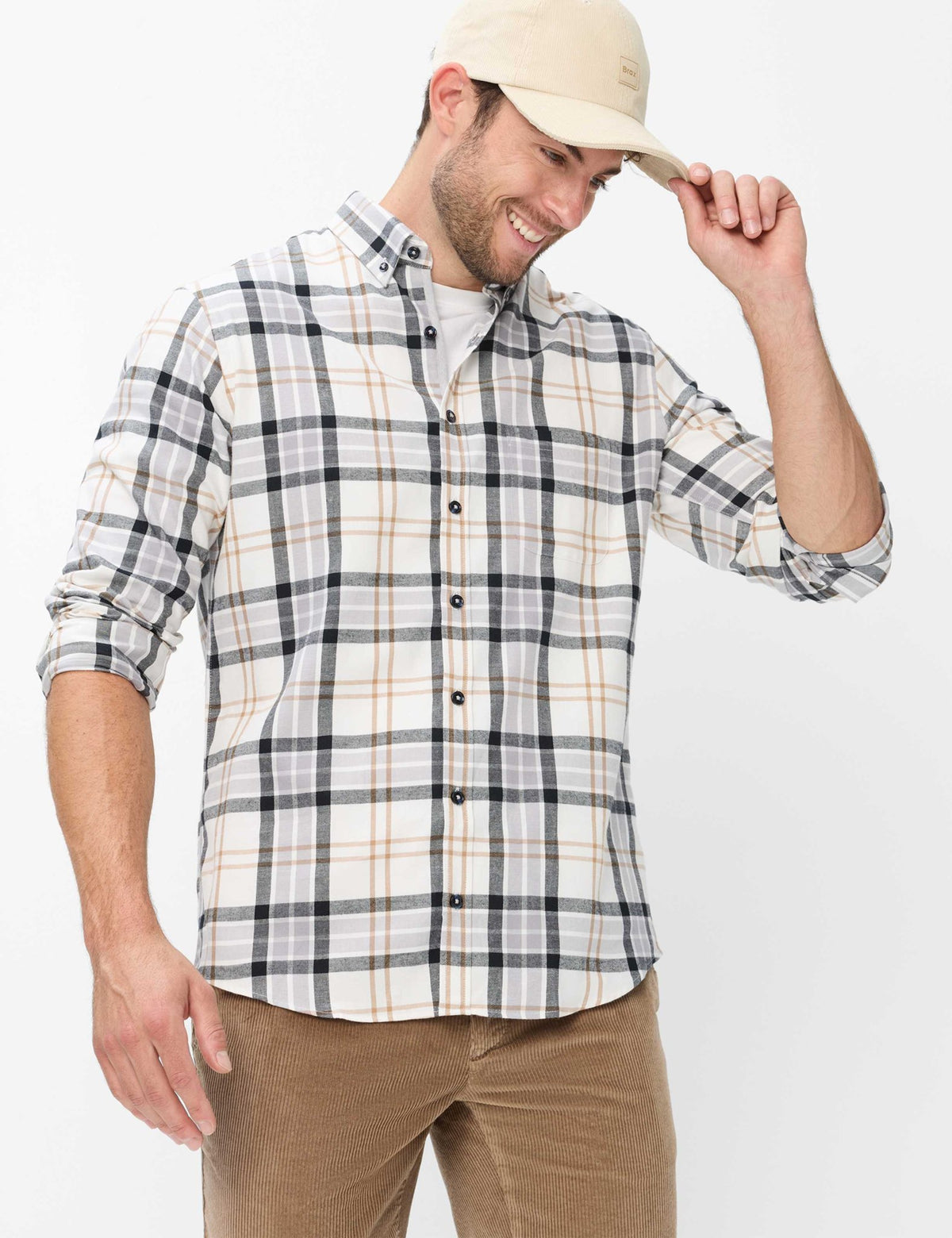 Brax Herren Hemden Chalk White