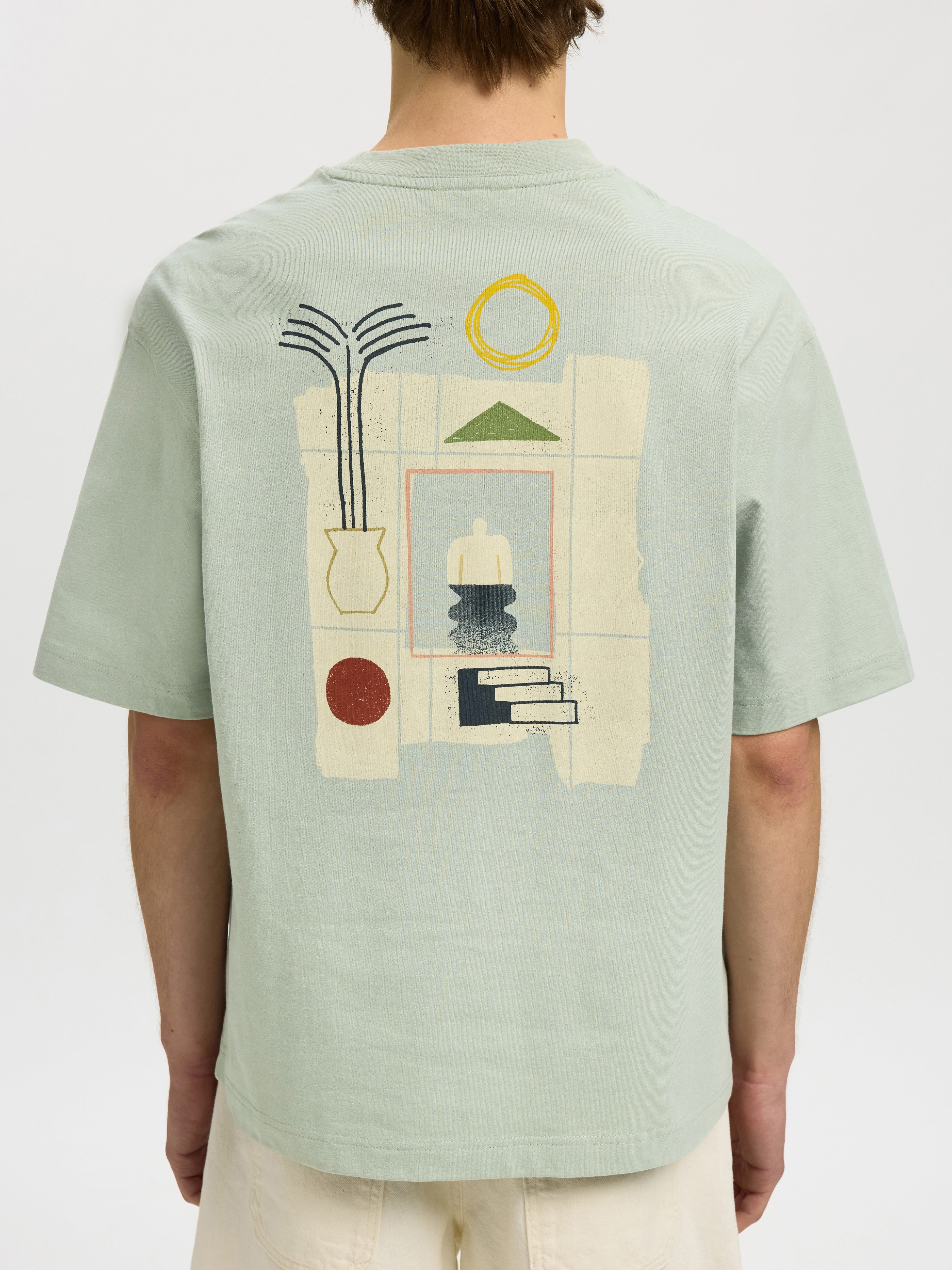 Selected homme Herren T-Shirts kurz  Aqua Gra