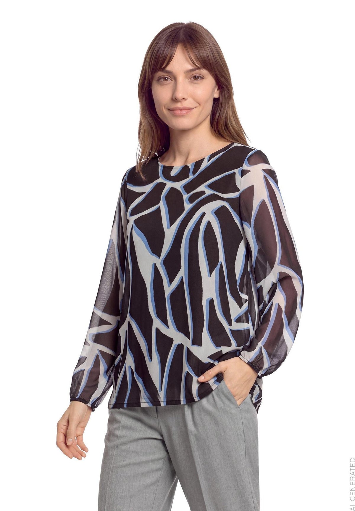 Betty & Co Damen T-Shirts Grey/Cream