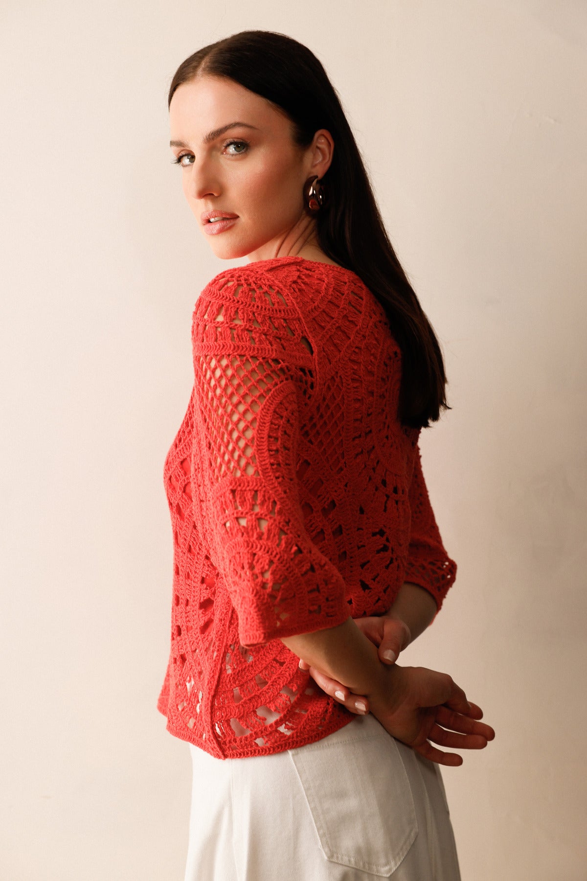Monari Damen Pullover Coral Red