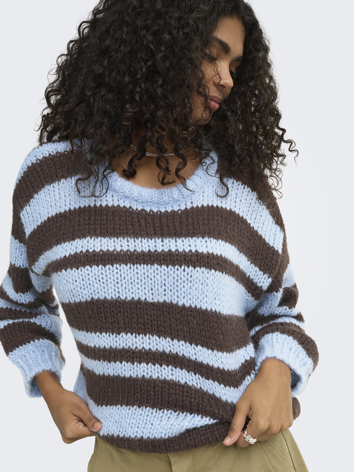 Only Damen Pullover Dusty Blue/Bloc