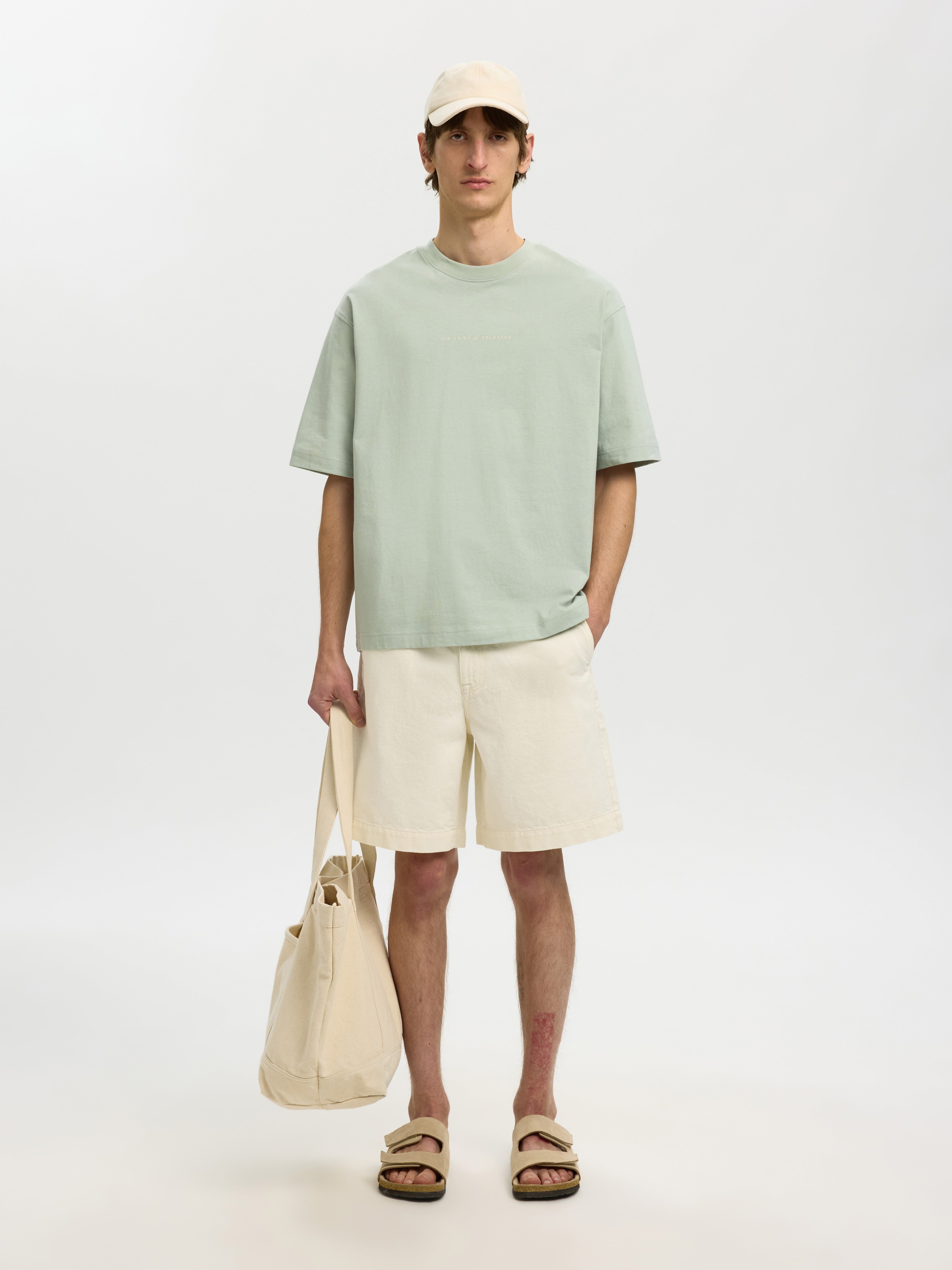 Selected homme Herren T-Shirts kurz  Aqua Gra