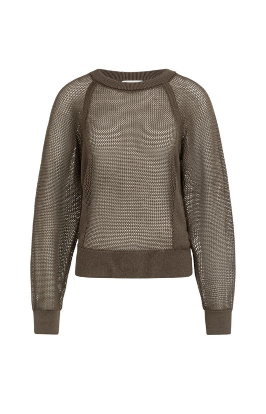 Netzstrickpullover mit Raglanärmeln