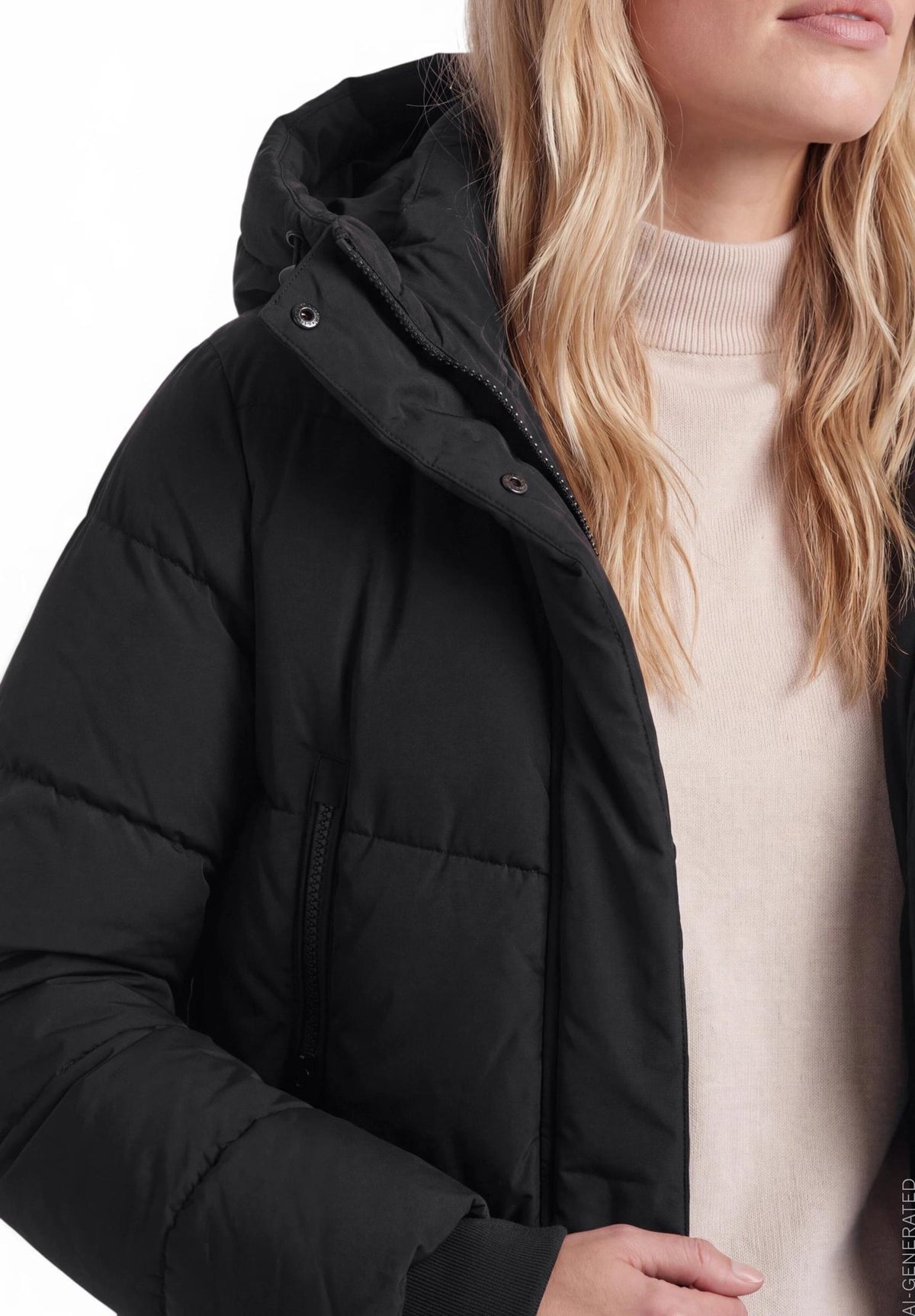 Amber & June Damen Mantel Jet Black