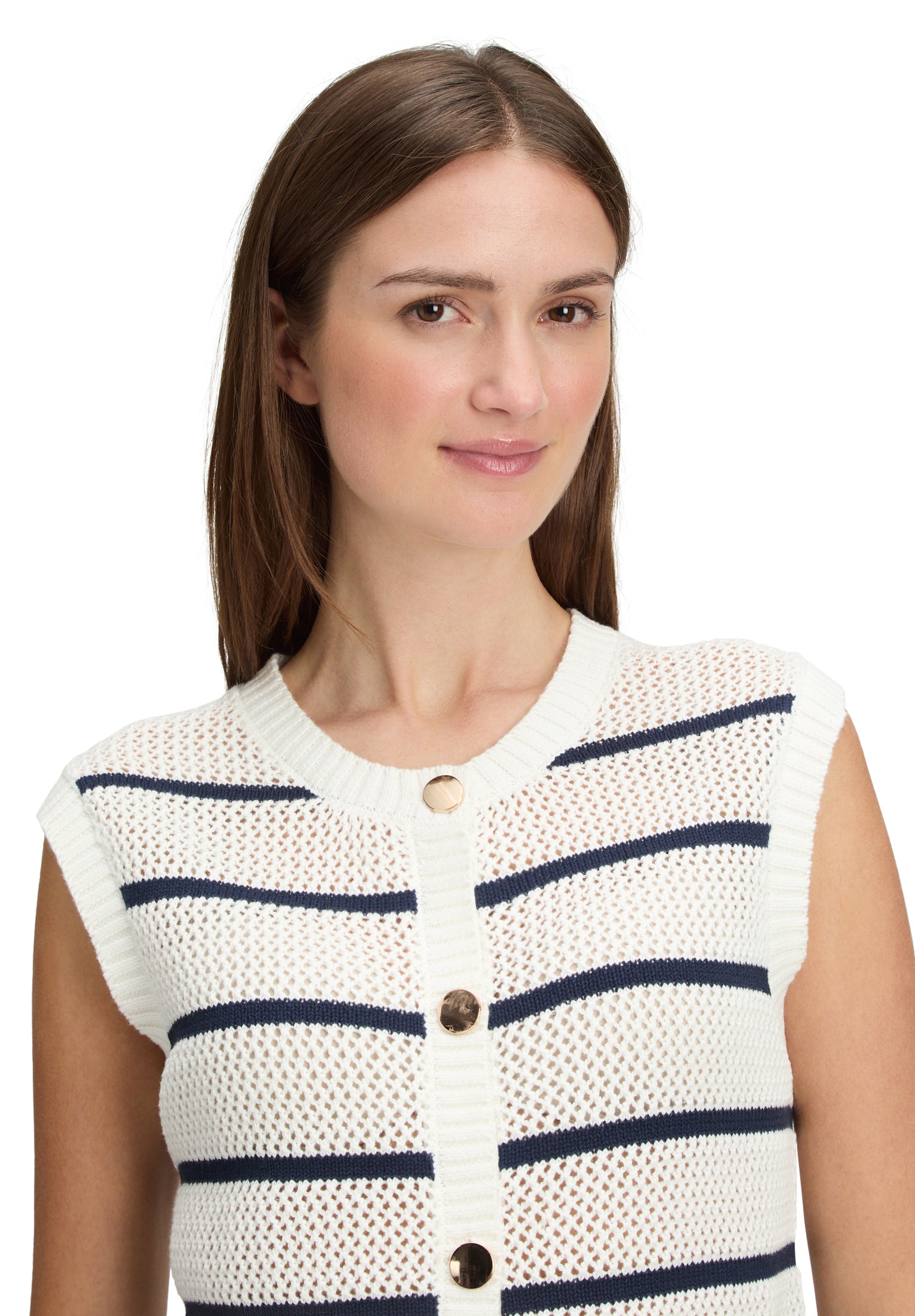 Betty & Co Damen Strickjacken Cream/Dark Blue