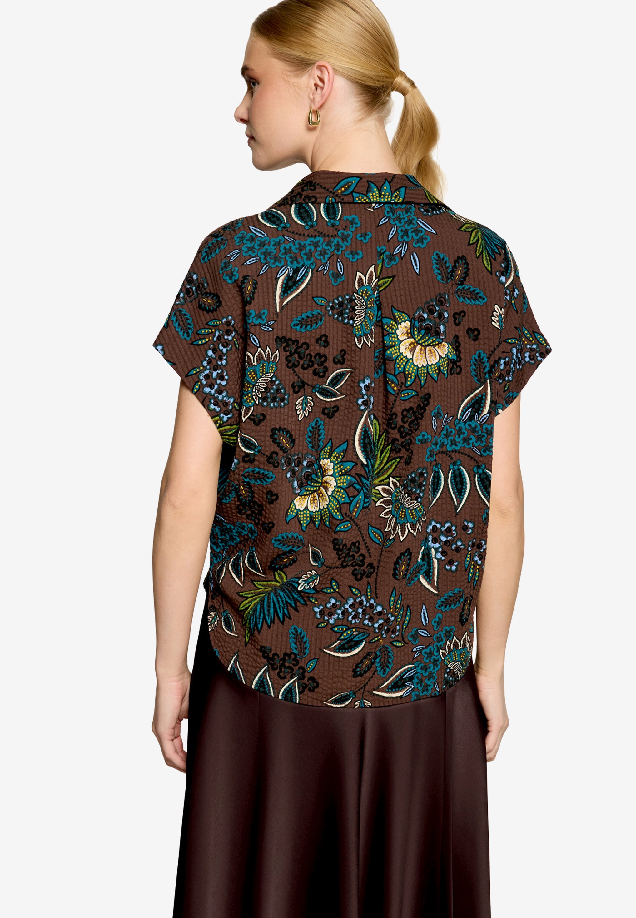 Zero Damen Blusen Brown/Petrol